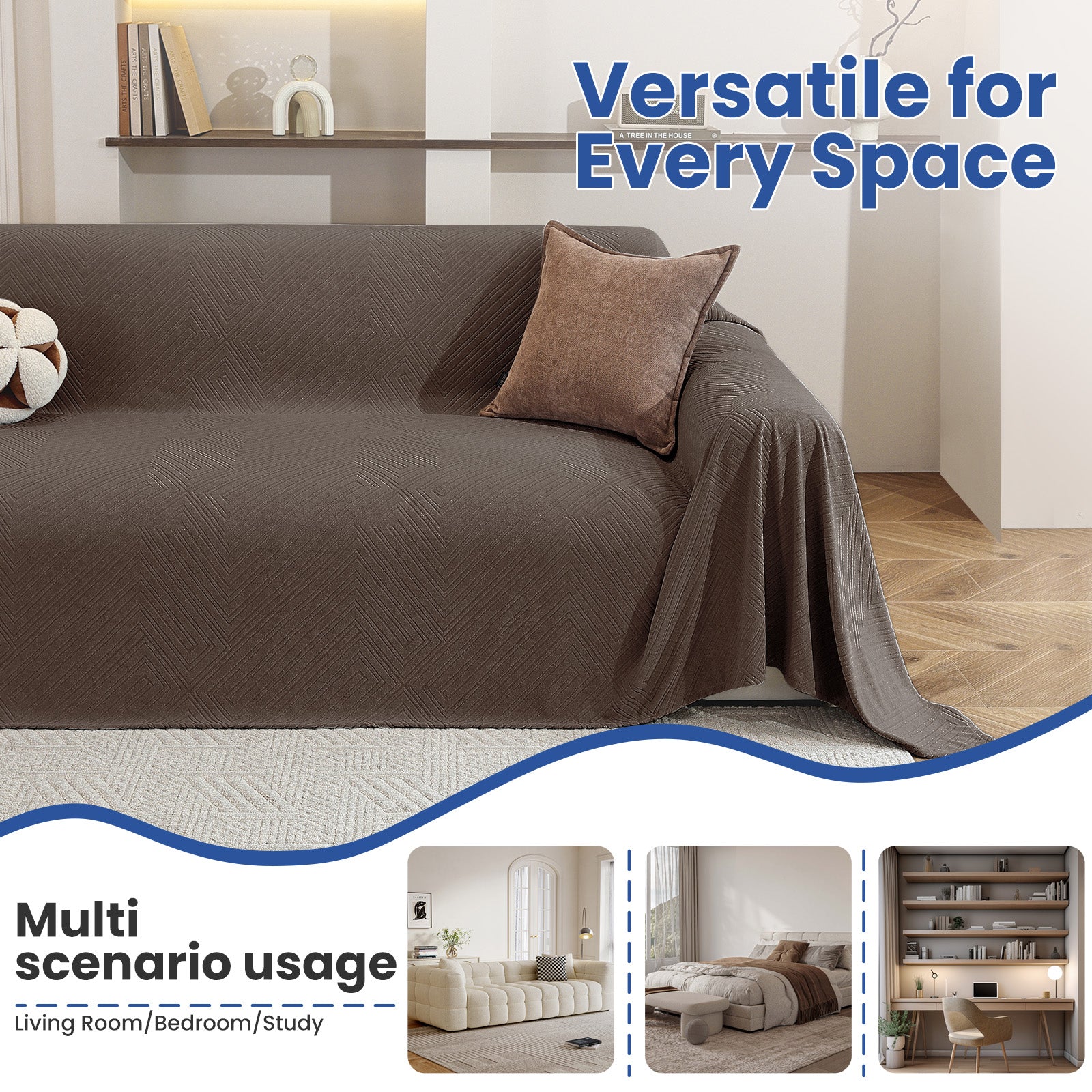 Ystyle 3 Seater Sofa Cover, 180x340 cm, Anti-Claw Protection, Soft Universal Sofa Cover, Anti-Dust, Large Size Modern Washable Sofa Throw