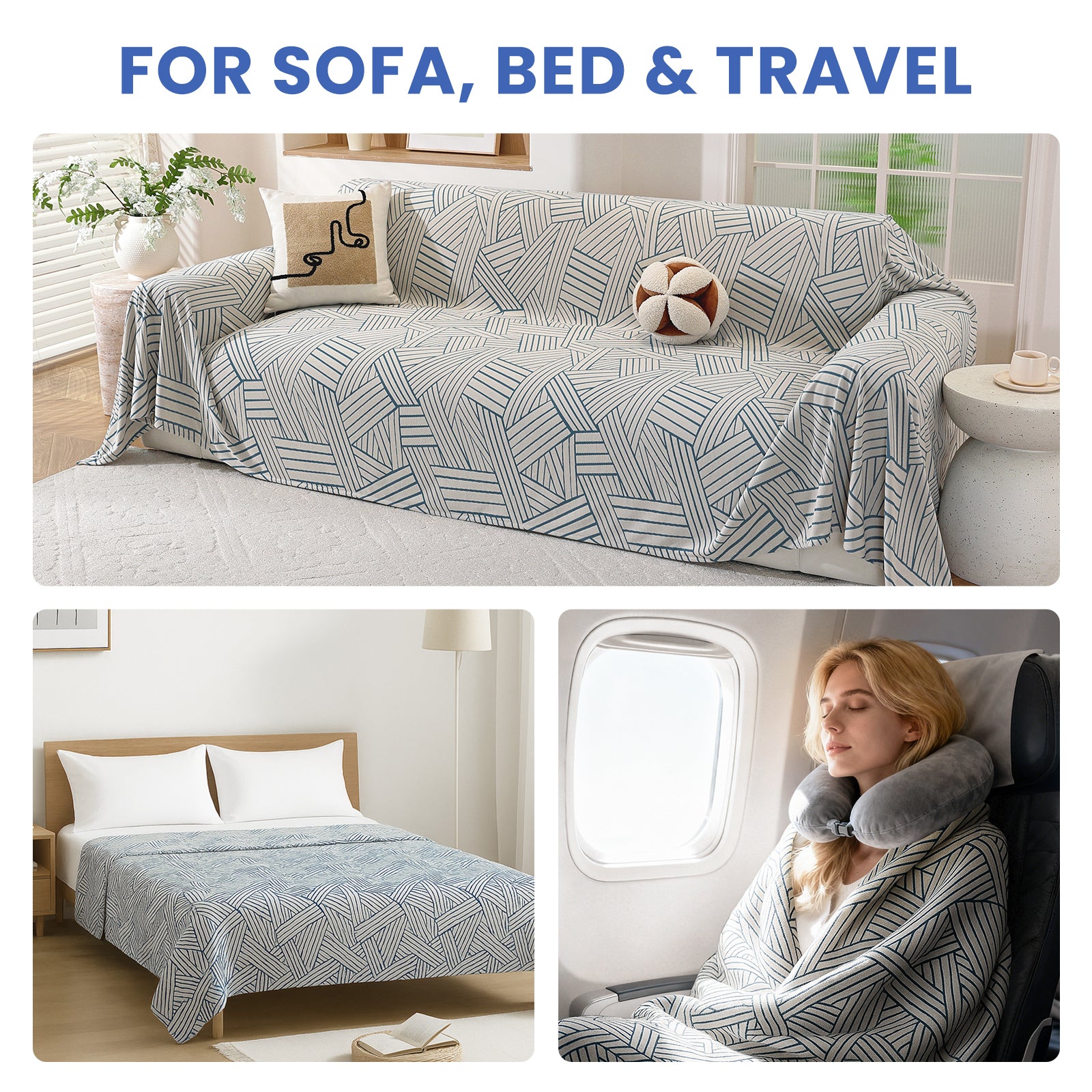 Ystyle Sofa Cover 180x380 CM, Non-Slip Full Sofa Protector, Cat Scratch-Resistant Sofa Cover, Washable Stain-Proof Sofa Slipcover, Ideal as Decorative Throw or Picnic Blanket