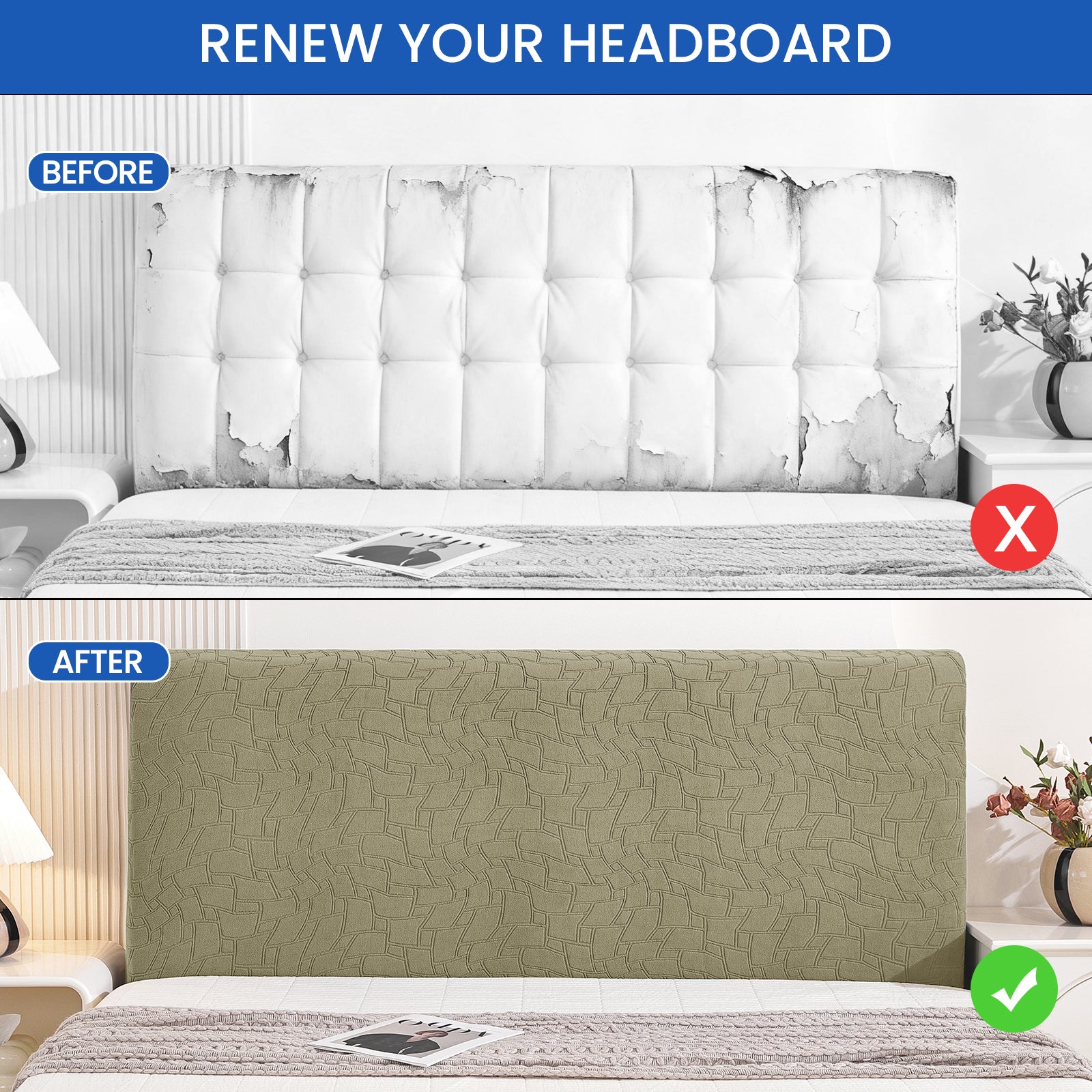 YSTYLE Universal Elastic 180cm Headboard Cover Dustproof Washable