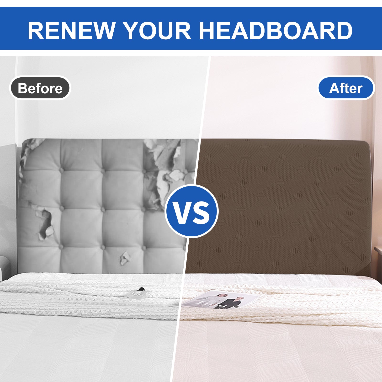 Ystyle 150cm Bed Headboard Cover, Elasticized Double/Single Bed Headboard Cover, Washable Double Bed Headboard Slipcover, Universal Dust-Proof Headboard Cover