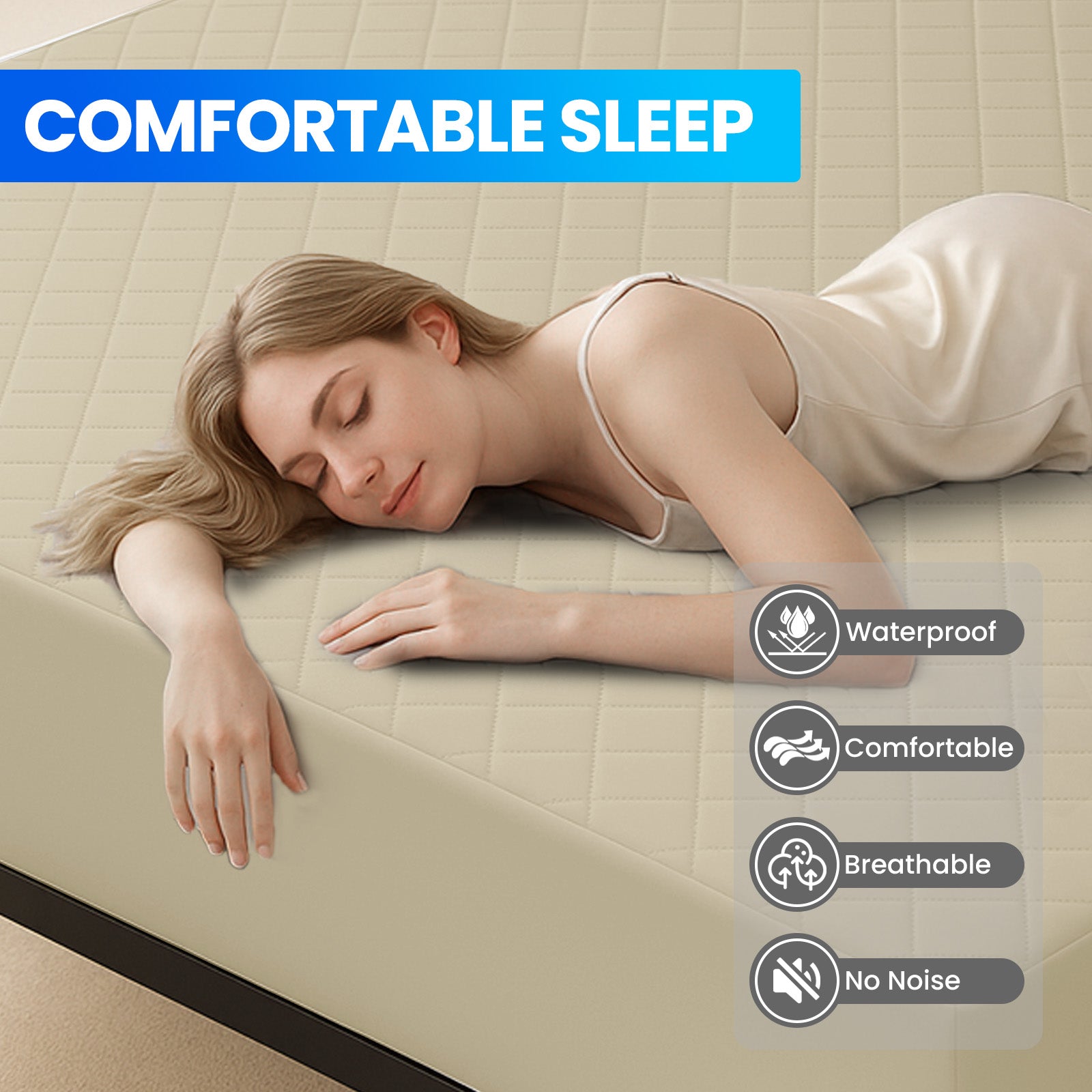 Waterproof Mattress Protector 90x190cm with Deep Pocket