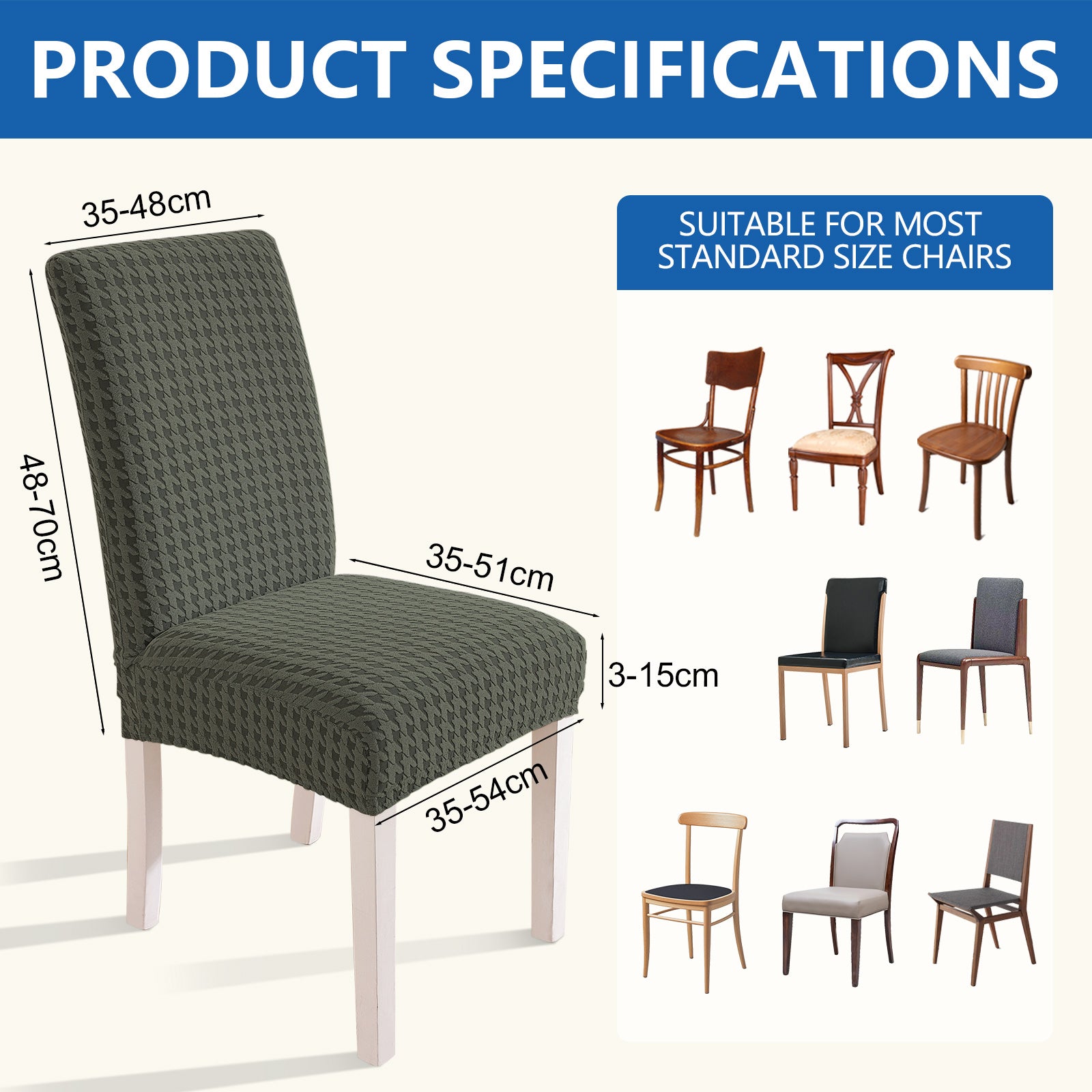 Ystyle 4-Piece Chair Covers with Backrest, Elastic Living Room Kitchen Chair Slipcovers, Universal Stretch Dining Chair Covers, Modern Cat-Scratch Resistant Chair Protectors