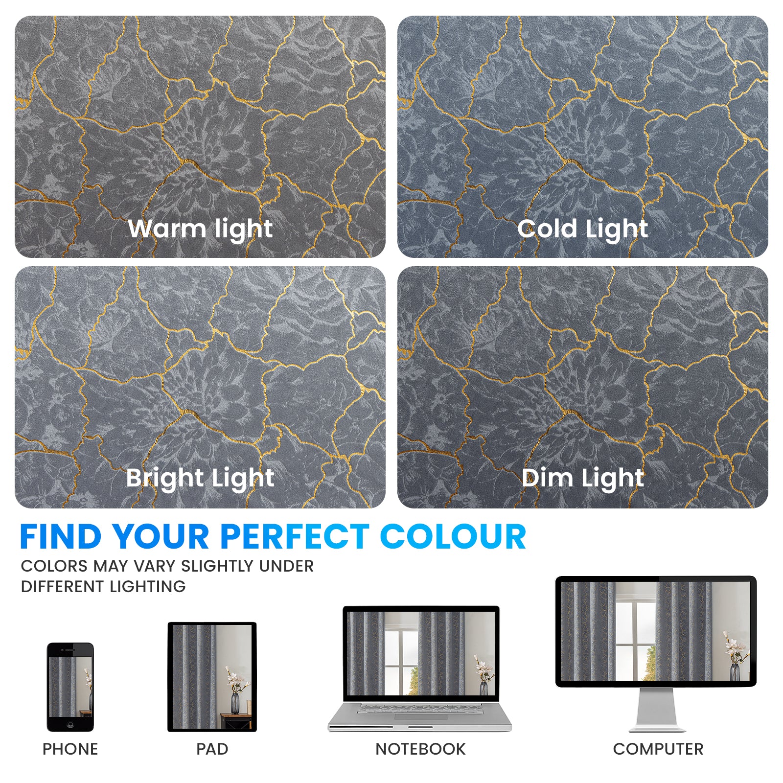 Ystyle 2 Stück Samt Verdunklungs Vorhänge 140x225 cm Gold Druck