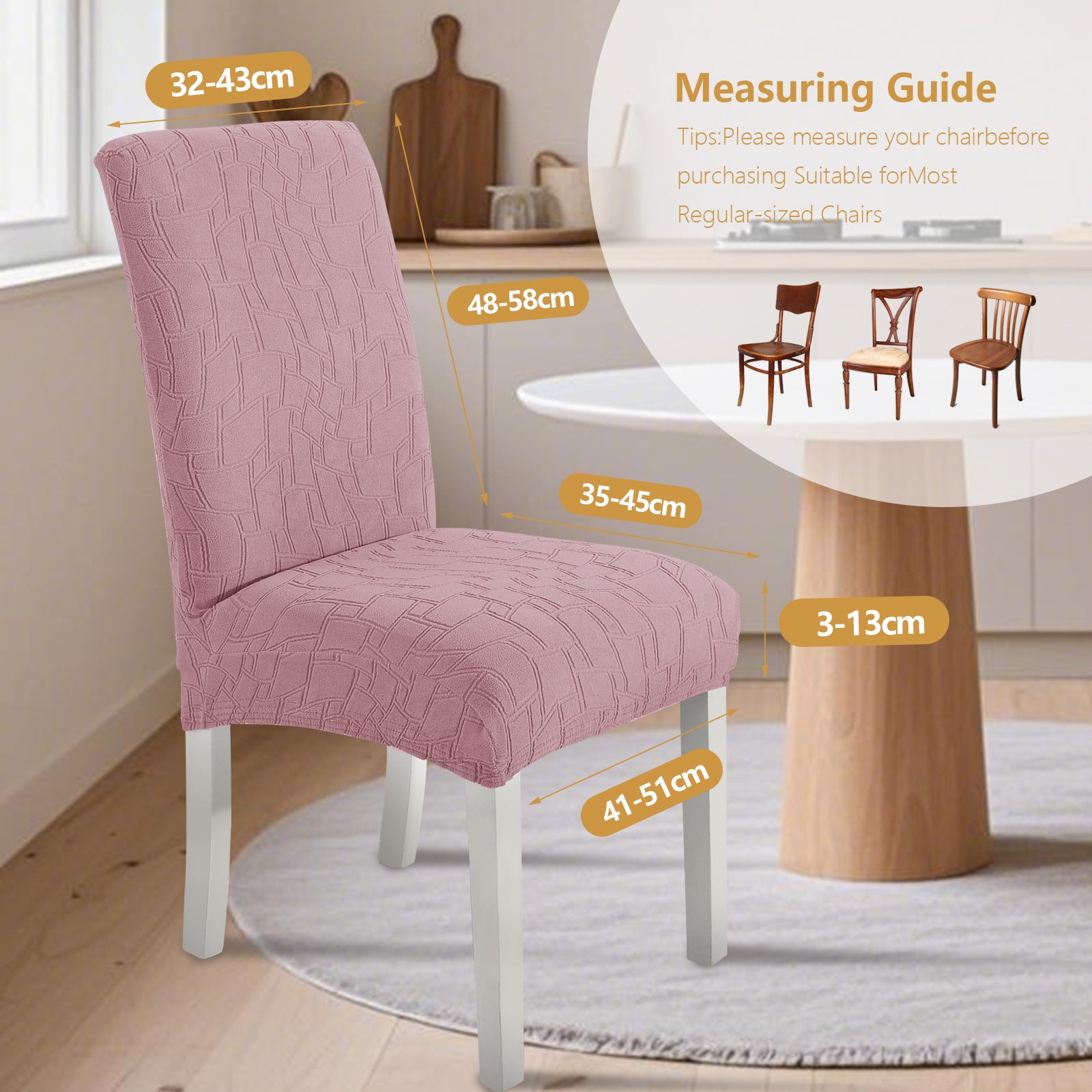 Ystyle 6-Piece Chair Covers with Backrest, Elastic Living Room Kitchen Chair Slipcovers, Soft Comfortable Anti-Scratch Chair Covers, Easy to Clean and Durable, Washable Removable