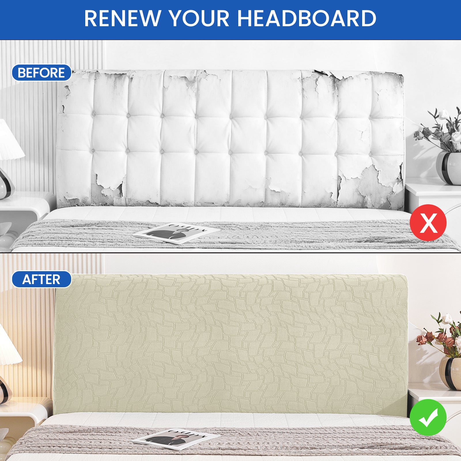 YSTYLE Universal Elastic 180cm Headboard Cover Dustproof Washable