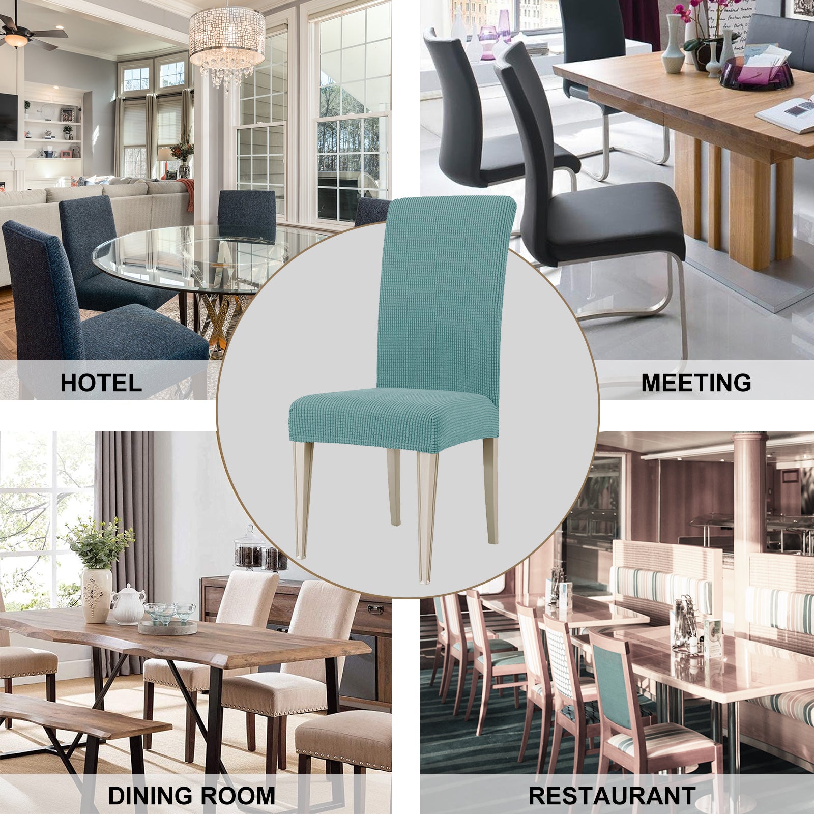 YSTYLE 6 Pieces Stretch Dining Chair Covers Jacquard Pattern