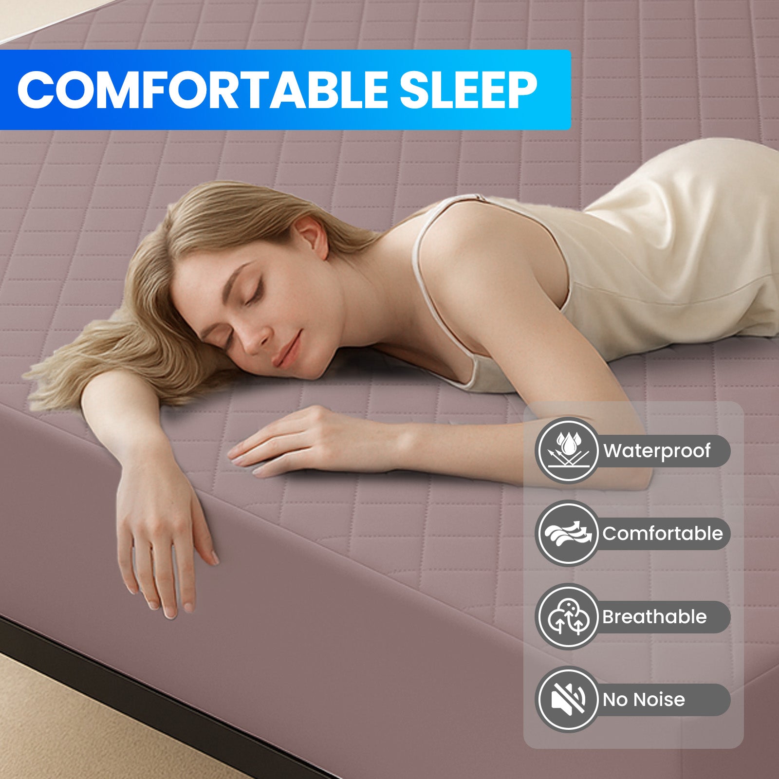 Waterproof Mattress Protector 90x190cm with Deep Pocket