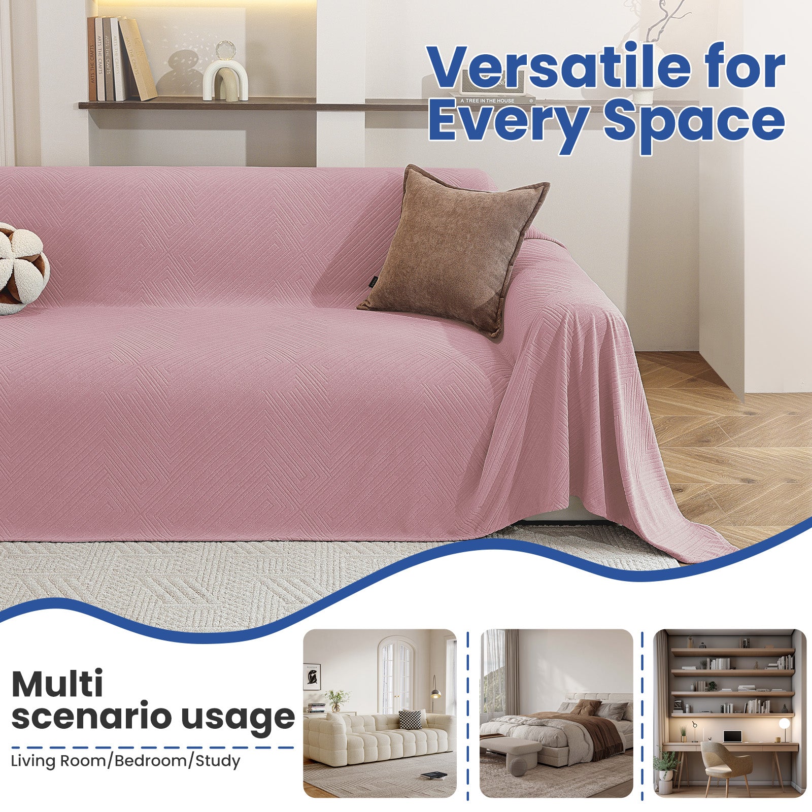 Ystyle 3 Seater Sofa Cover, 180x340 cm, Anti-Claw Protection, Soft Universal Sofa Cover, Anti-Dust, Large Size Modern Washable Sofa Throw