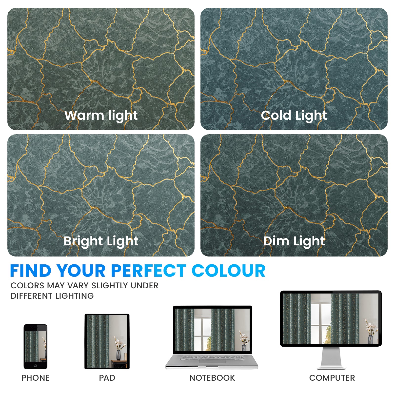 Ystyle 2 Stück Samt Verdunklungs Vorhänge 140x225 cm Gold Druck