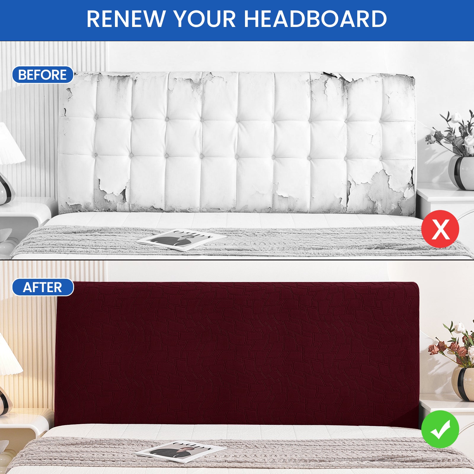 YSTYLE Universal Elastic 180cm Headboard Cover Dustproof Washable