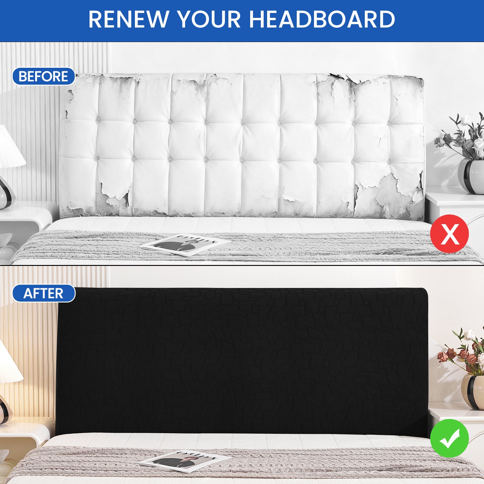 YSTYLE Universal Elastic 180cm Headboard Cover Dustproof Washable