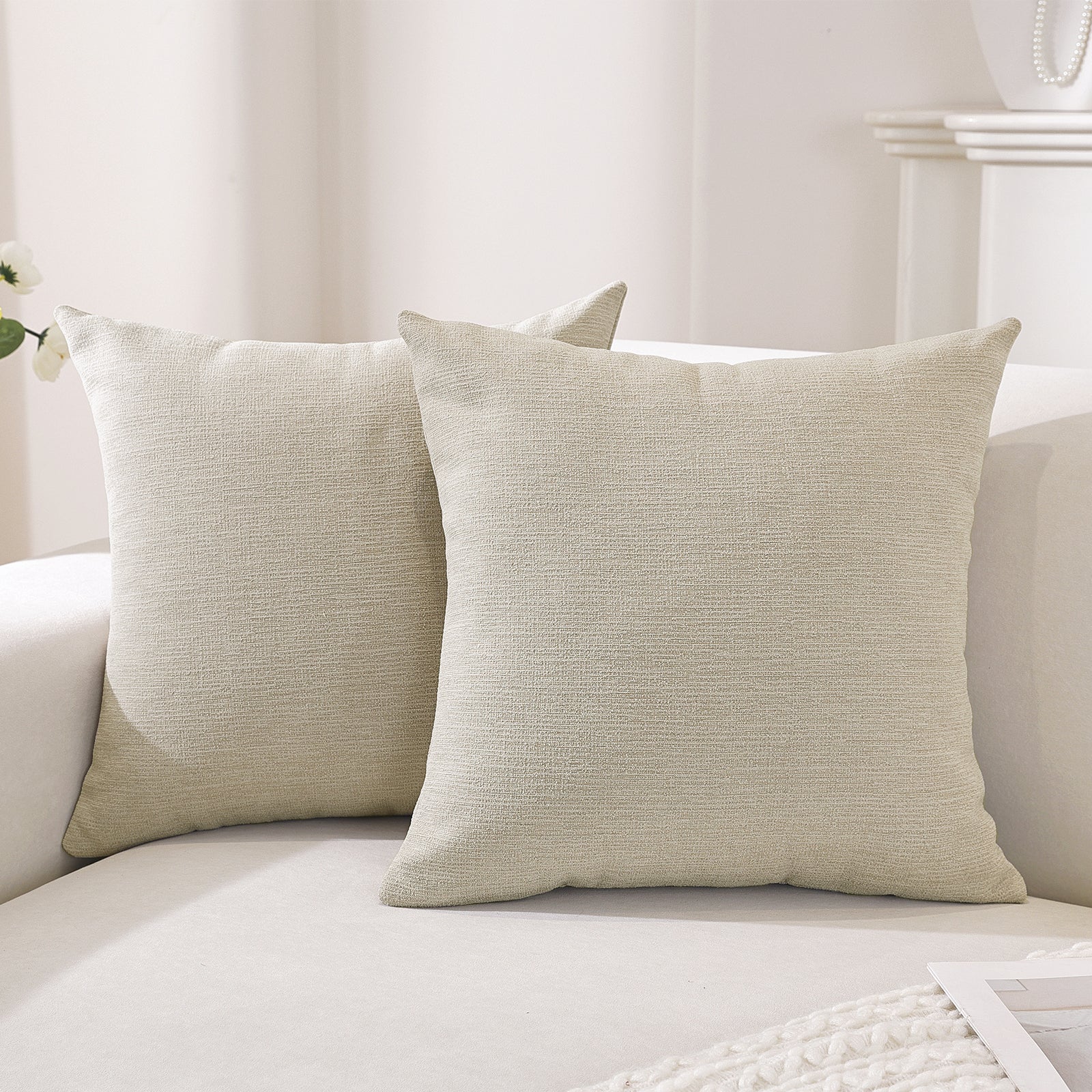 Ystyle 2 Pièces Housses de Coussin en Lin 40 x 40 cm, Housses Décoratives de Coussin de Canapé, Fermeture Éclair Invisible, Moderne, Confortable et Robuste, pour Salon, Chambre