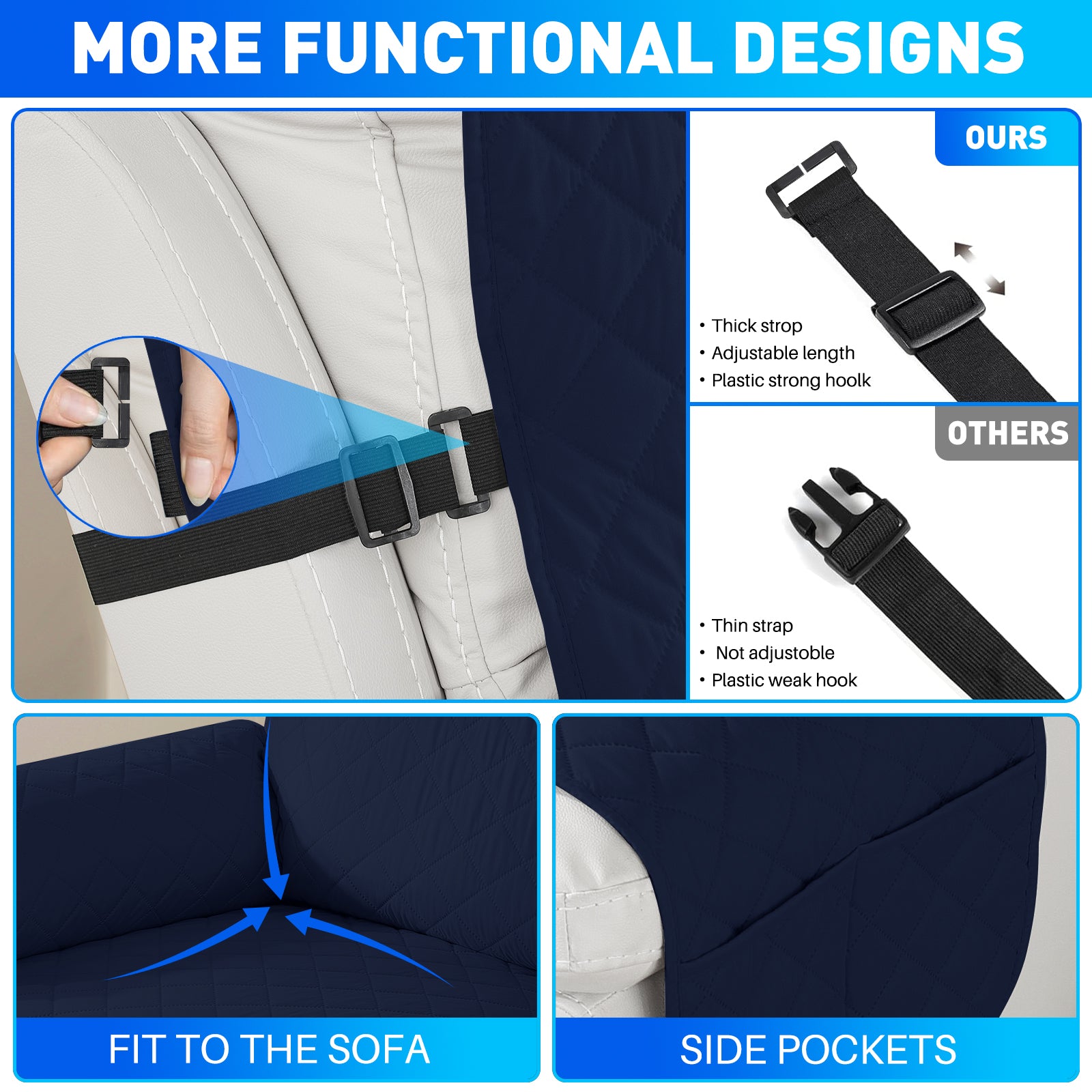 Waterproof 1 Seater Armchair Cover with Non-Slip Backing and Pockets