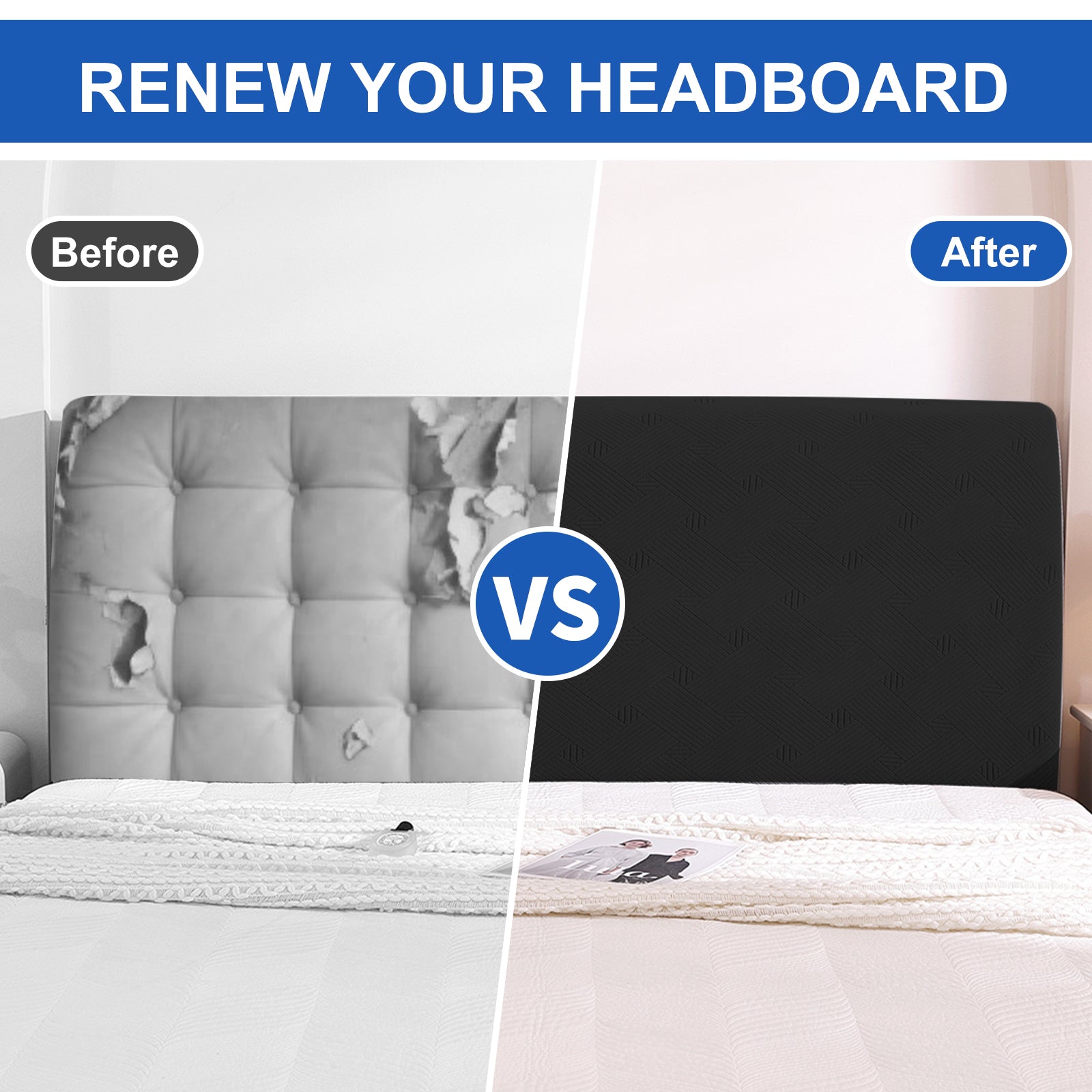 Ystyle 150cm Bed Headboard Cover, Elasticized Double/Single Bed Headboard Cover, Washable Double Bed Headboard Slipcover, Universal Dust-Proof Headboard Cover