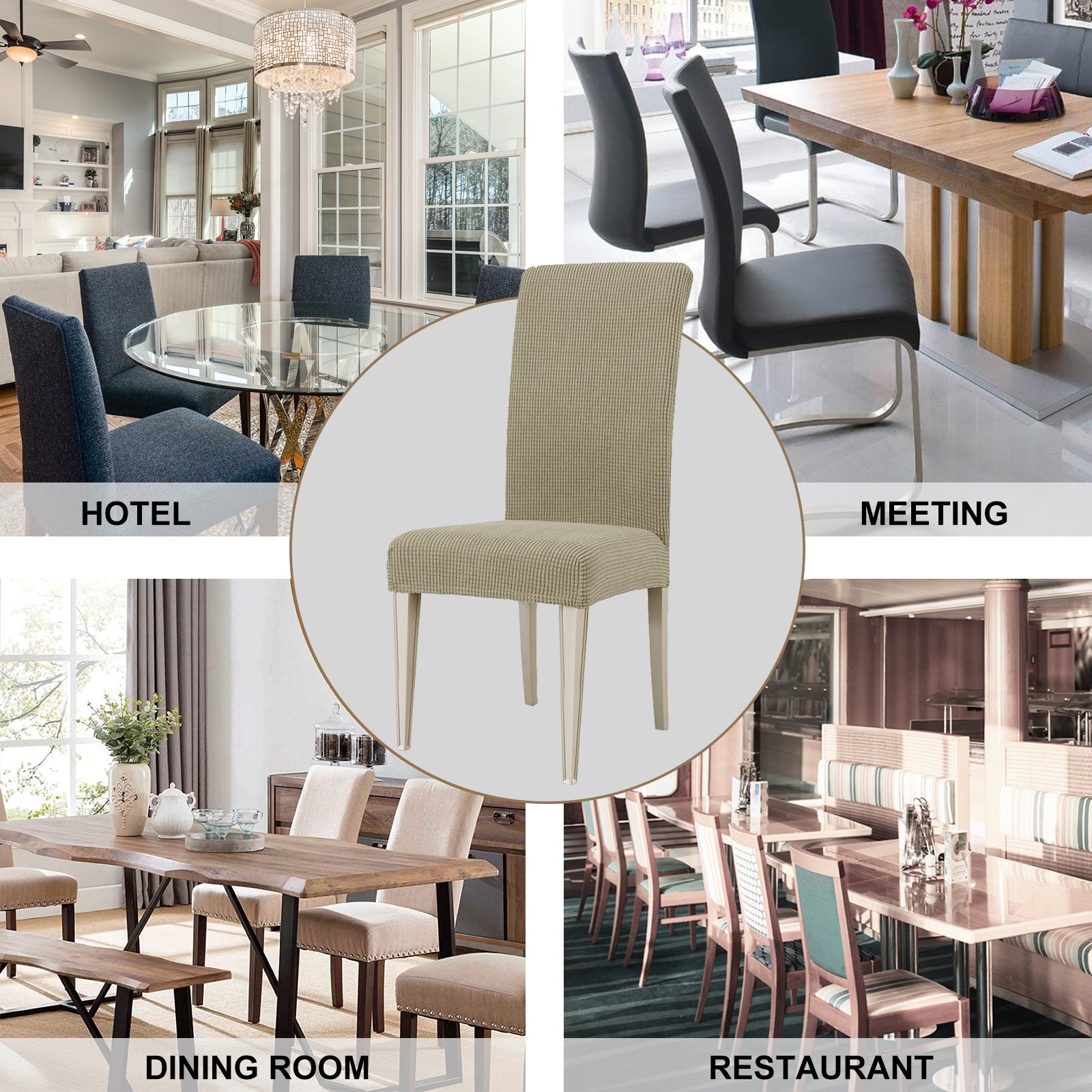 YSTYLE 6 Pieces Stretch Dining Chair Covers Jacquard Pattern