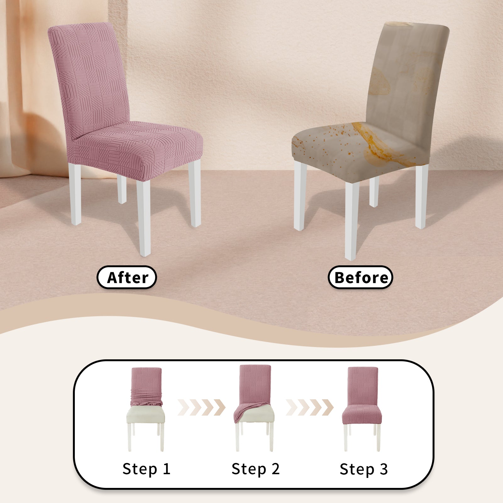 YSTYLE Universal 6 piezas fundas de silla, ajuste elástico, resistente a los arañazos, tela suave - cinco líneas. 