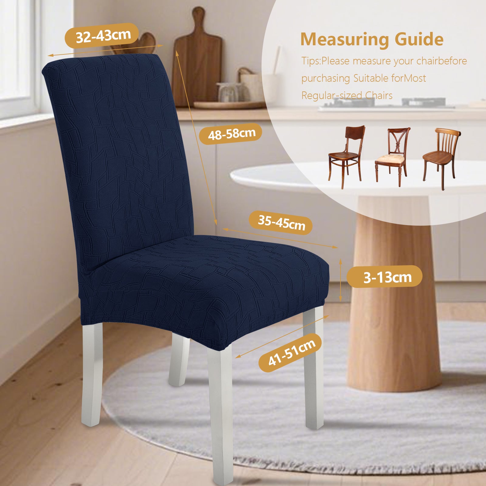 Ystyle 6-Piece Chair Covers with Backrest, Elastic Living Room Kitchen Chair Slipcovers, Soft Comfortable Anti-Scratch Chair Covers, Easy to Clean and Durable, Washable Removable