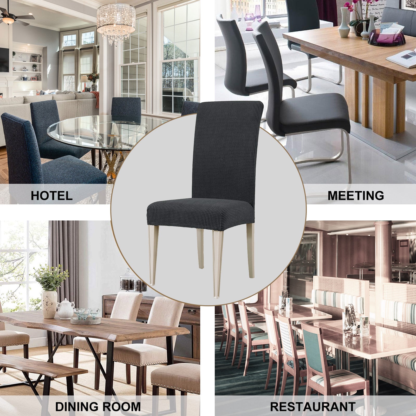 YSTYLE 6 Pieces Stretch Dining Chair Covers Jacquard Pattern