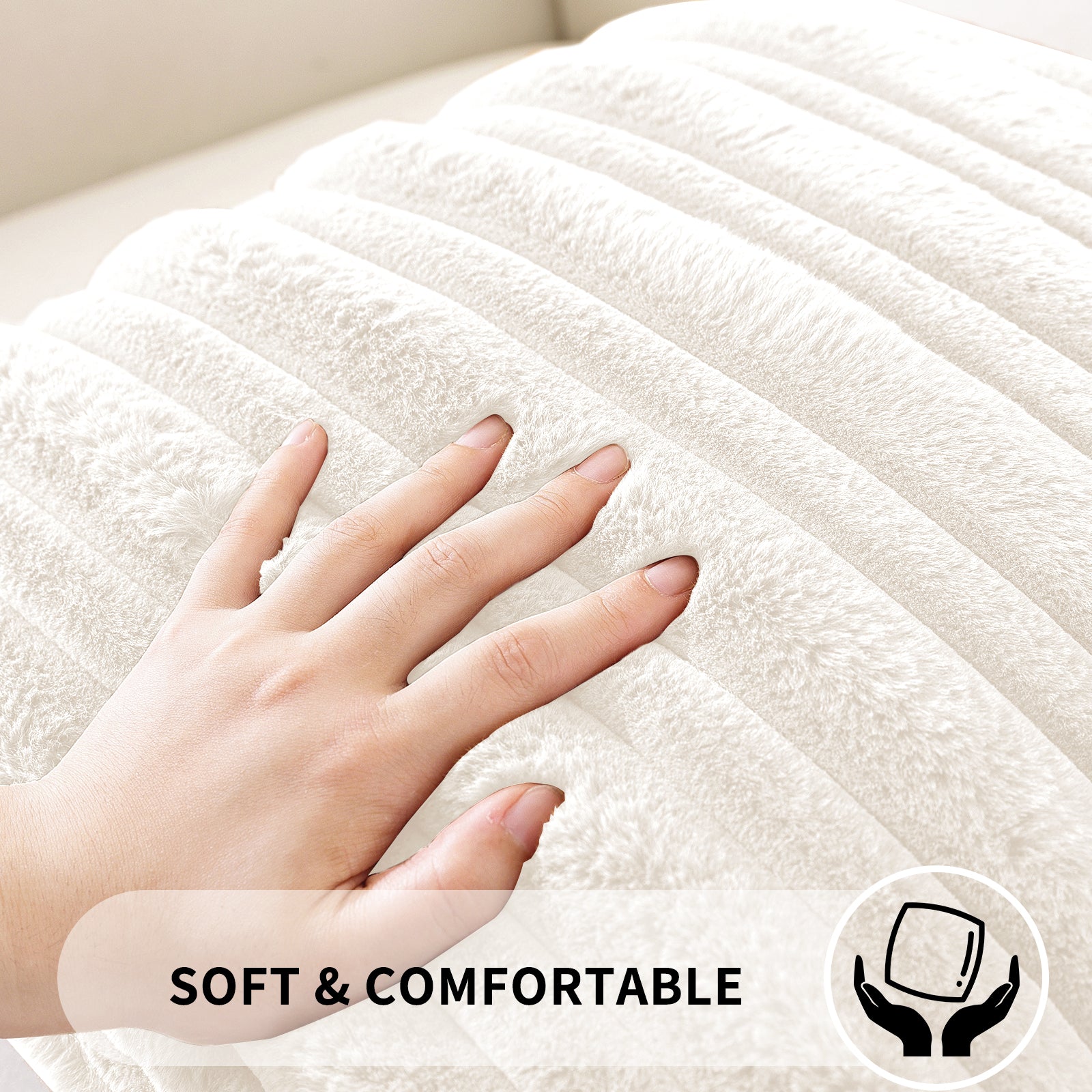 Ystyle Set of 2 Velvet Cushion Cover 50 x 50, Super Soft Striped Cushion Covers, Decoration Cushion Covers with Heart-Shaped Zipper, for Sofa Chair Bed Living Room