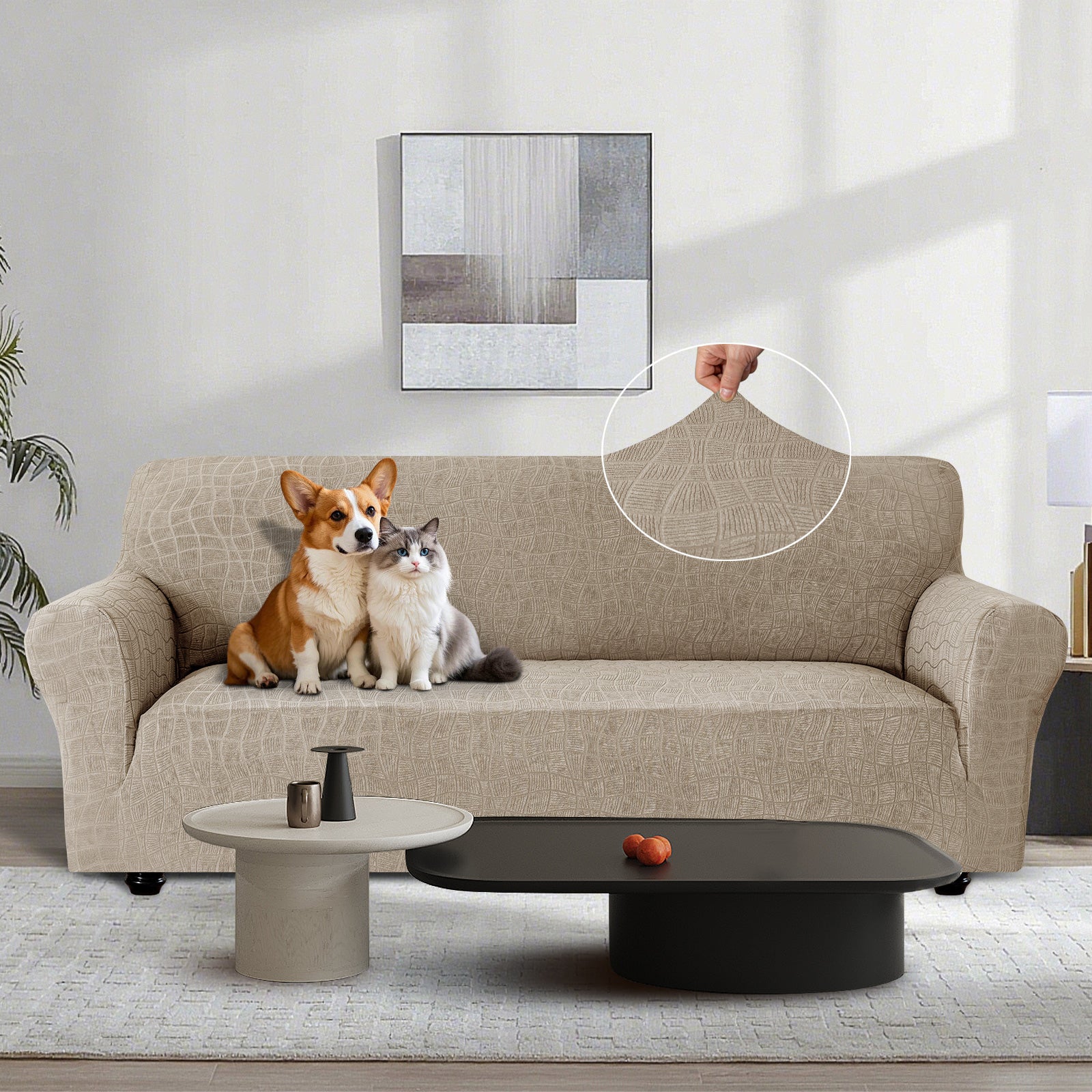 Ystyle Waterproof 1-Seater Sofa Cover with Armrests, Universal Elastic Sofa Protector, Washable Cat Scratch-Resistant Sofa Cover, Stain & Slip-Resistant Sofa Slipcover