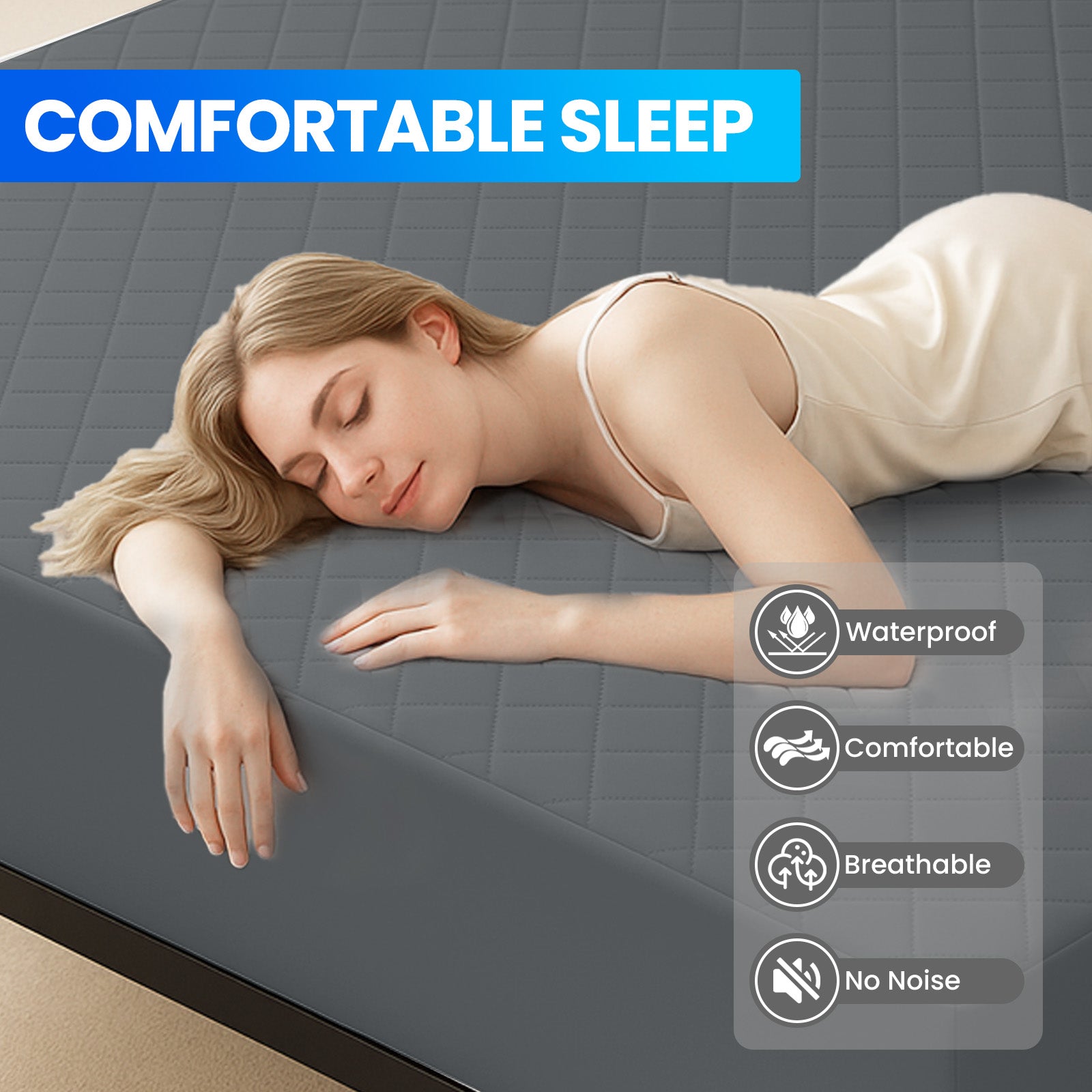 Waterproof Mattress Protector 90x190cm with Deep Pocket