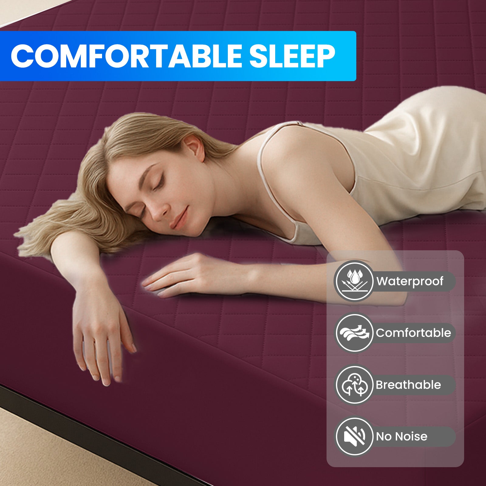 Waterproof Mattress Protector 90x190cm with Deep Pocket