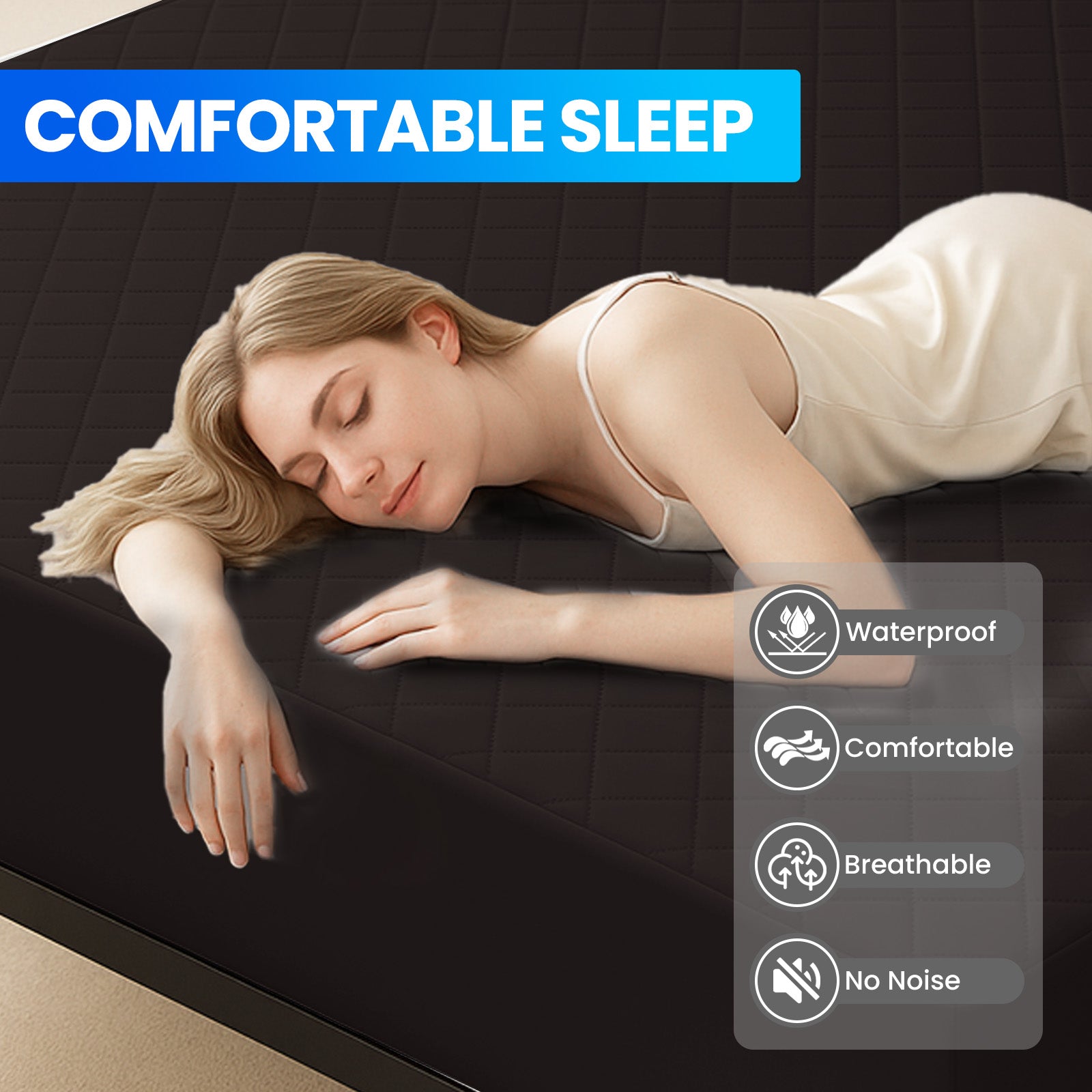 Waterproof Mattress Protector 90x190cm with Deep Pocket