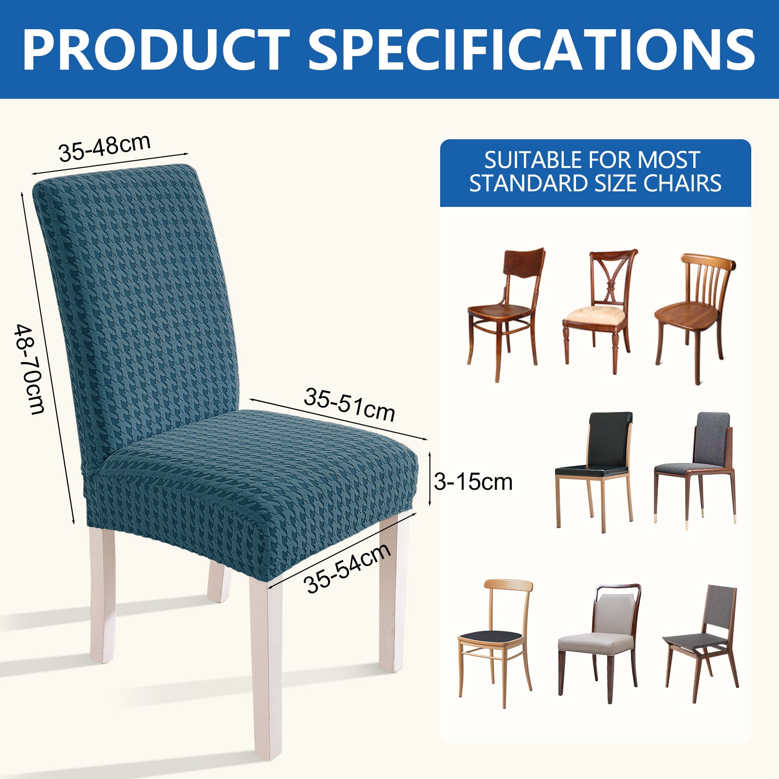 Ystyle 4-Piece Chair Covers with Backrest, Elastic Living Room Kitchen Chair Slipcovers, Universal Stretch Dining Chair Covers, Modern Cat-Scratch Resistant Chair Protectors