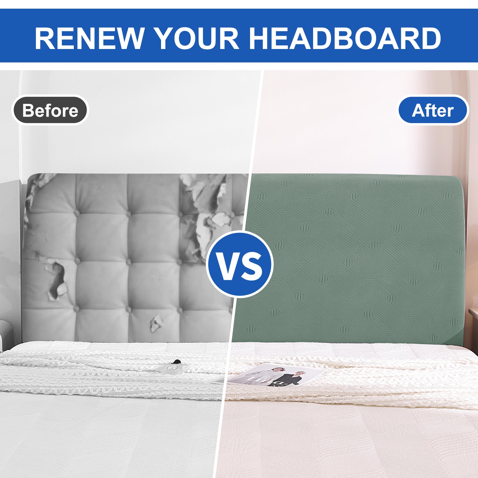 Ystyle 150cm Bed Headboard Cover, Elasticized Double/Single Bed Headboard Cover, Washable Double Bed Headboard Slipcover, Universal Dust-Proof Headboard Cover