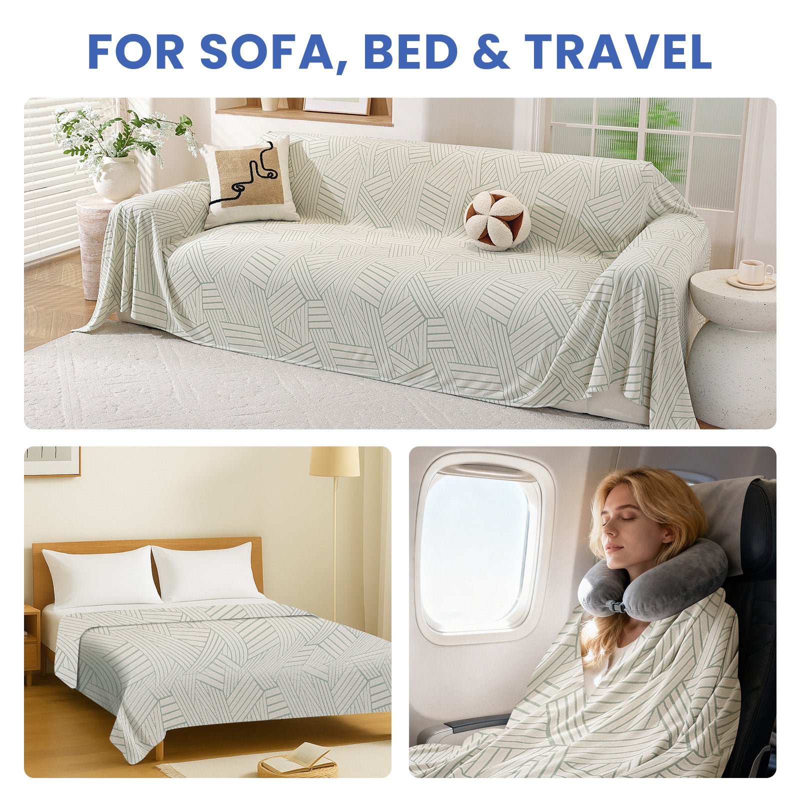 Ystyle Sofa Cover 180x380 CM, Non-Slip Full Sofa Protector, Cat Scratch-Resistant Sofa Cover, Washable Stain-Proof Sofa Slipcover, Ideal as Decorative Throw or Picnic Blanket