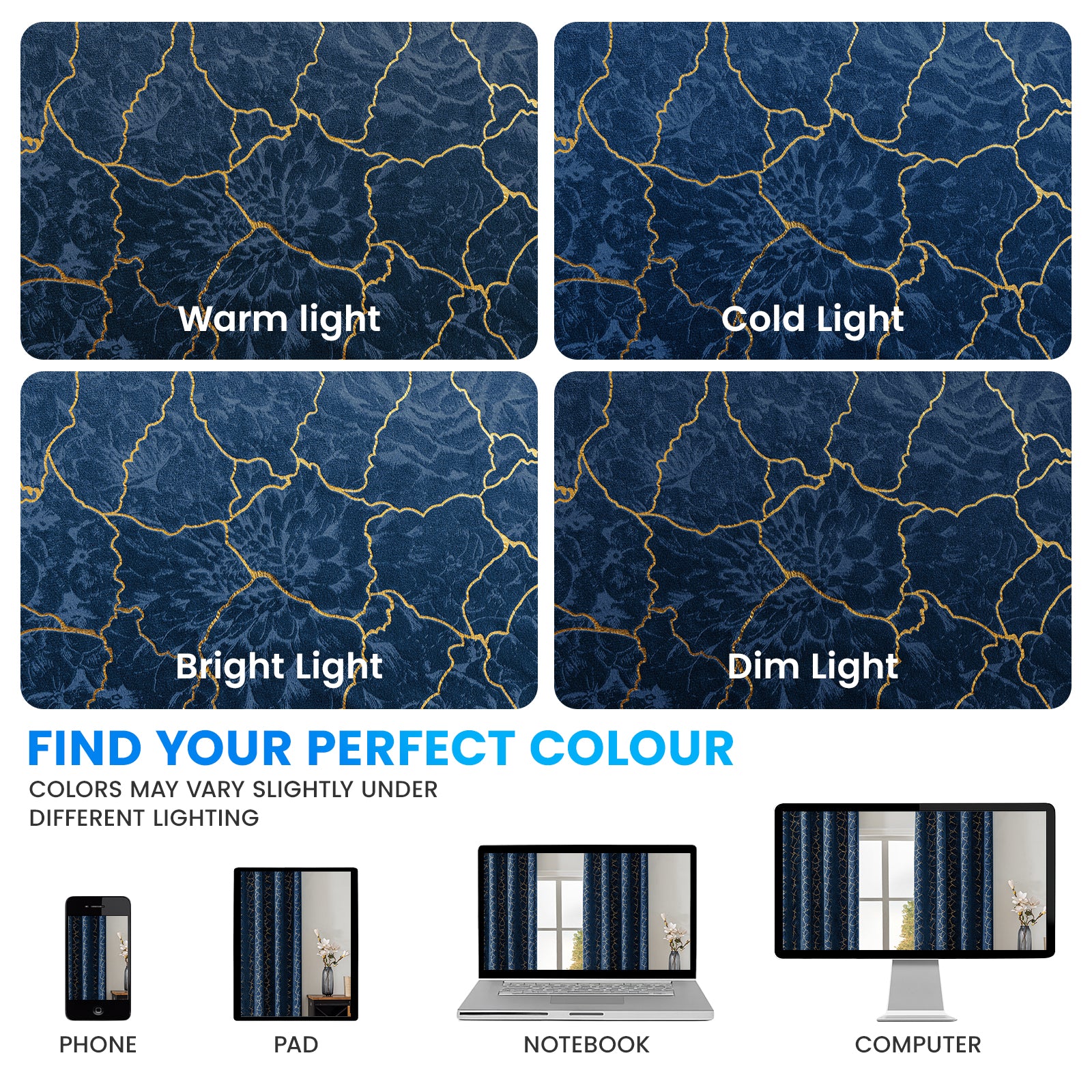 Ystyle 2 Stück Samt Verdunklungs Vorhänge 140x225 cm Gold Druck