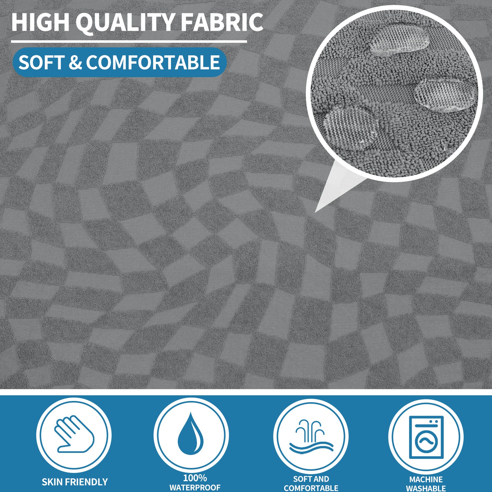 Copertura stretch per sedile del divano e chaise longue con motivo geometrico e sistema anti-scivolo | YSTYLE