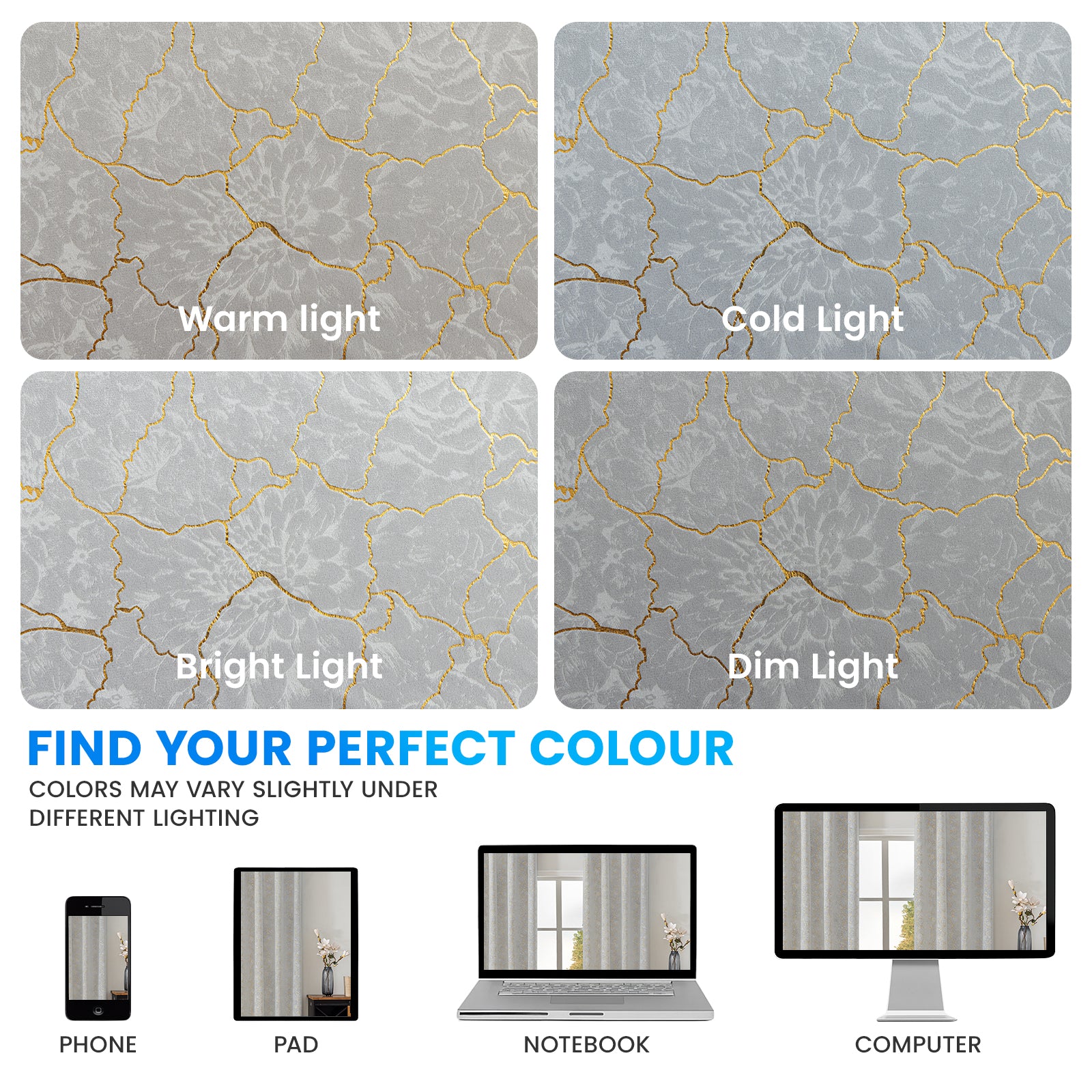 Ystyle 2 Stück Samt Verdunklungs Vorhänge 140x225 cm Gold Druck