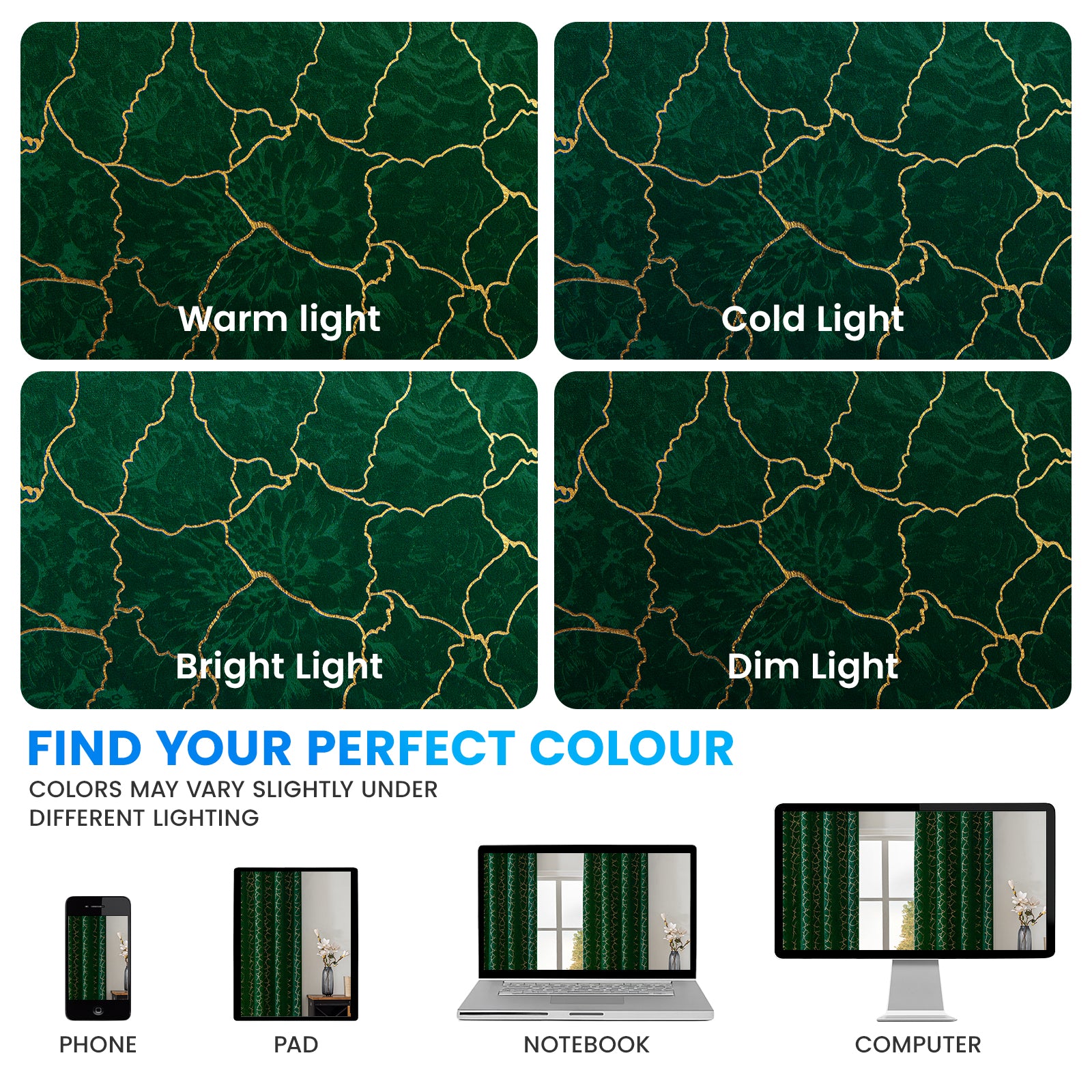 Ystyle 2 Stück Samt Verdunklungs Vorhänge 140x225 cm Gold Druck