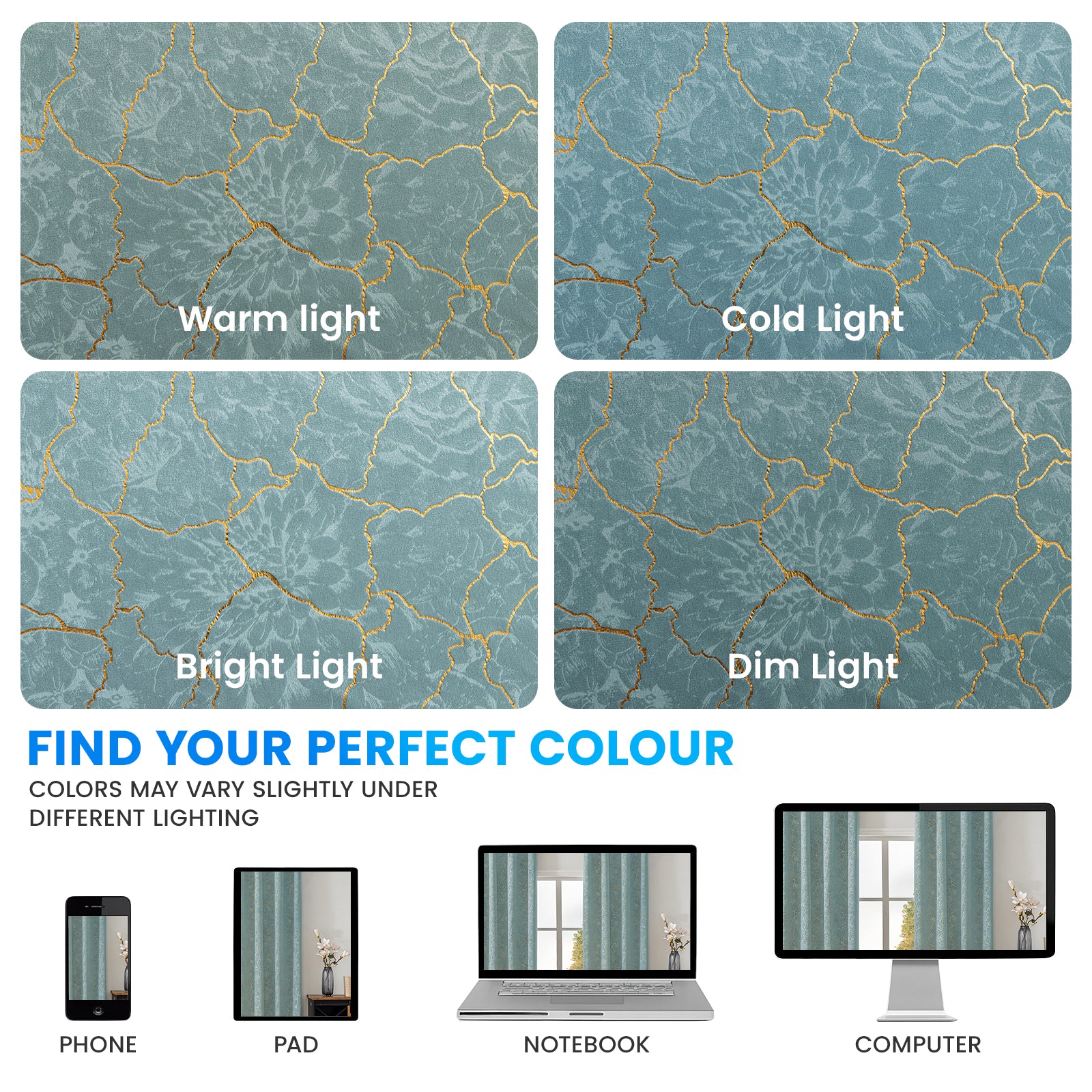 Ystyle 2 Stück Samt Verdunklungs Vorhänge 140x225 cm Gold Druck