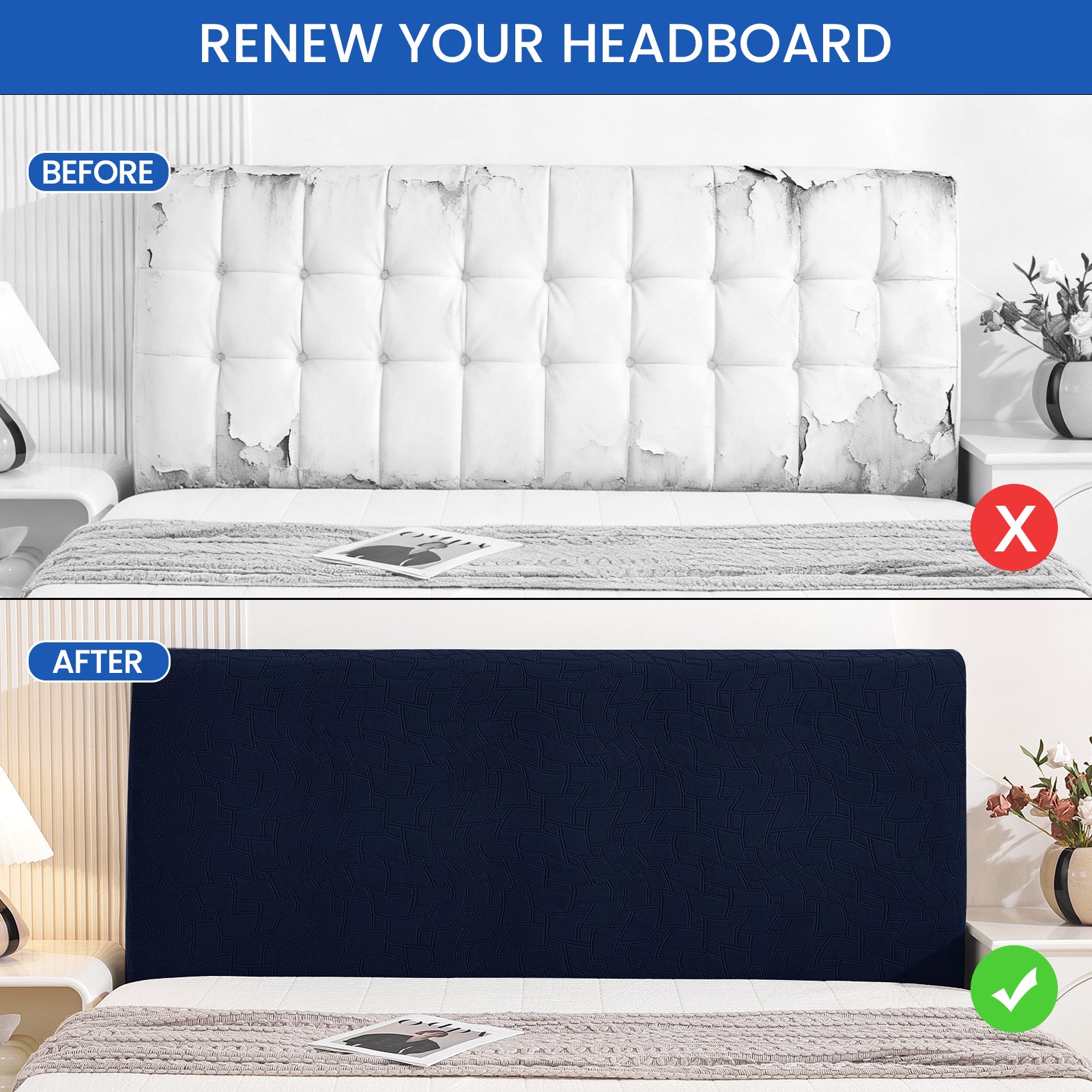 YSTYLE Universal Elastic 180cm Headboard Cover Dustproof Washable