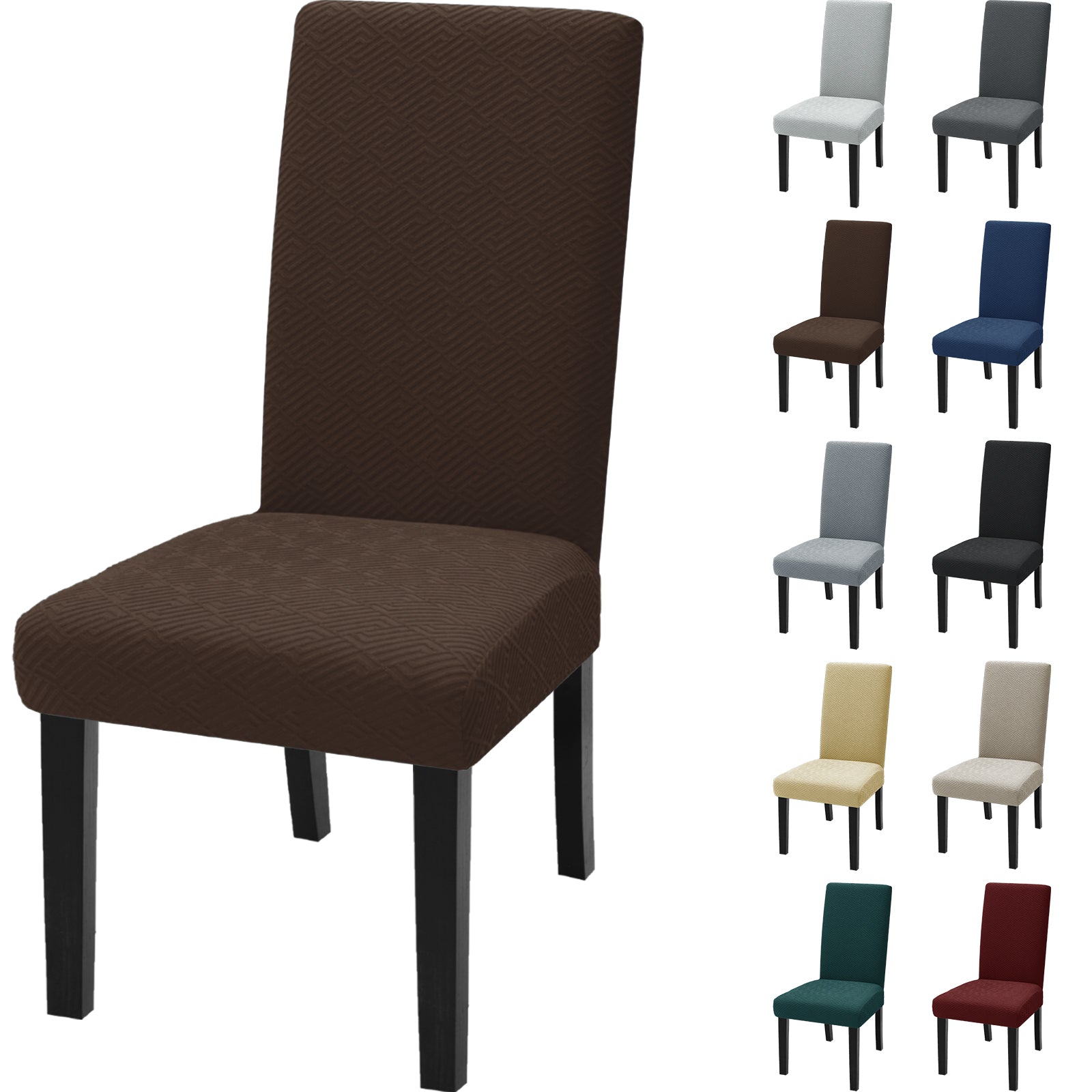 Cubiertas de Silla Estirables YSTYLE - 4 Piezas, Ajuste Universal, Anti-Rayado, Lavables, Estilo Moderno - Espalda Jacquard