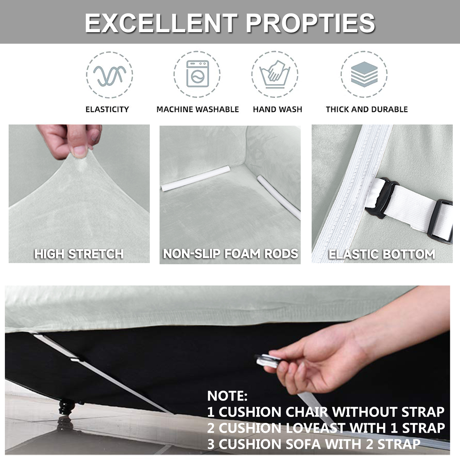 YSTYLE Velvet Cubierta de Sofá para 3 Personas – Ajuste Elástico, Anti-Rasguño, Amigable con Mascotas, Antideslizante, Lavable 