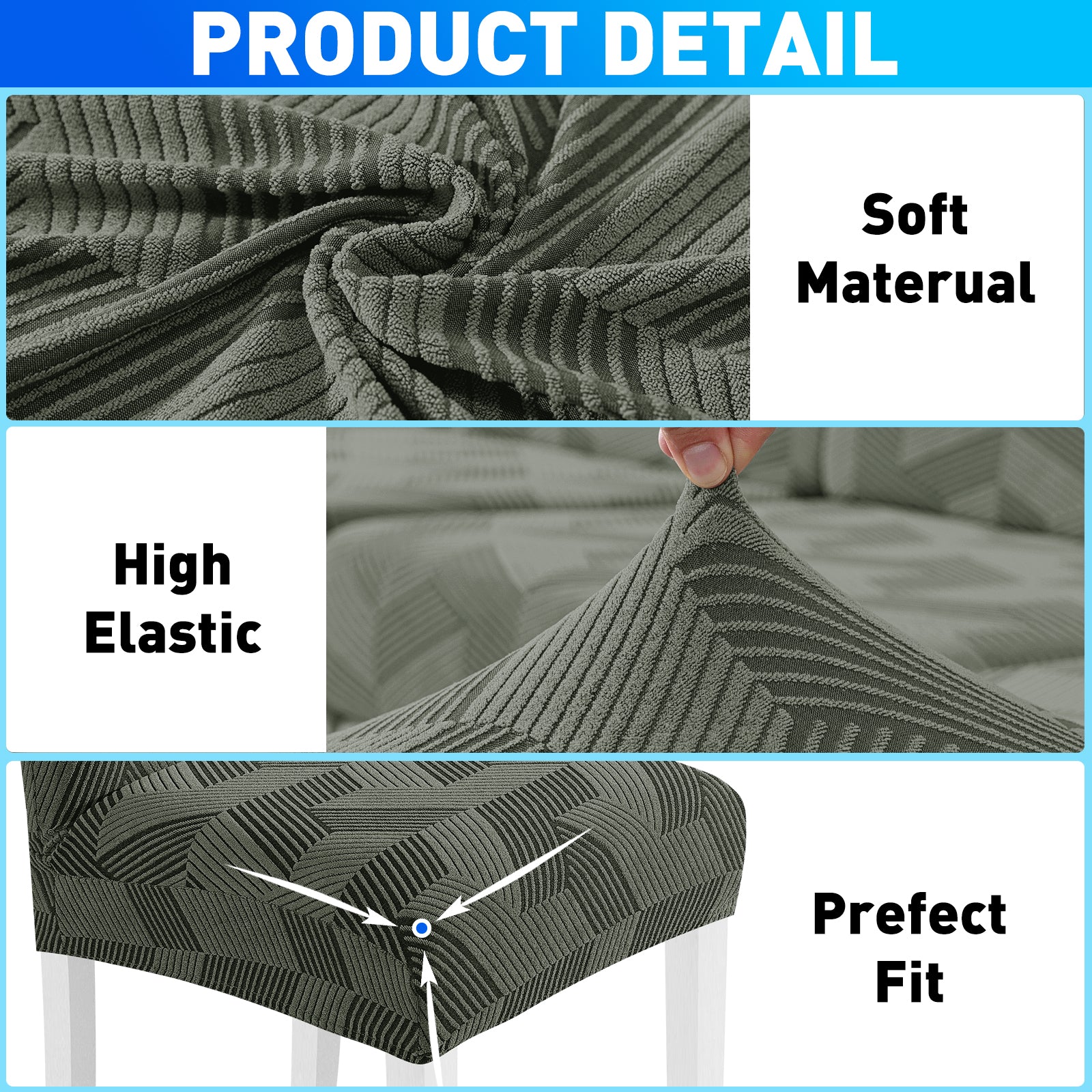 Ystyle 2-Piece Chair Covers with Backrest, Universal Kitchen Chair Covers, Removable Elastic Dining Chair Slipcovers, Stain-Resistant Chair Protectors, Washable, for Kitchen and Living Room