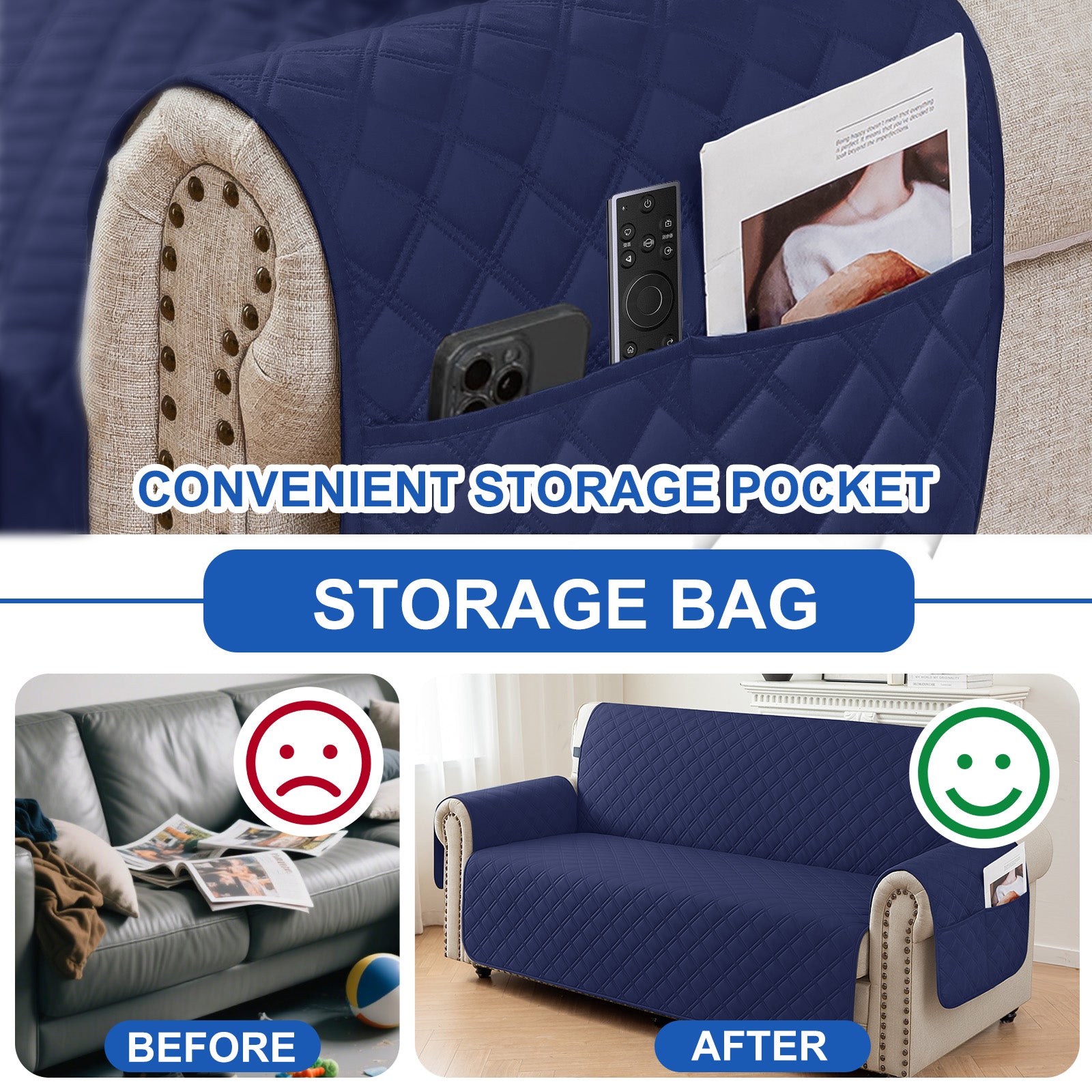 Ystyle 100% Waterproof 2 Seater Sofa Cover with Side Pockets