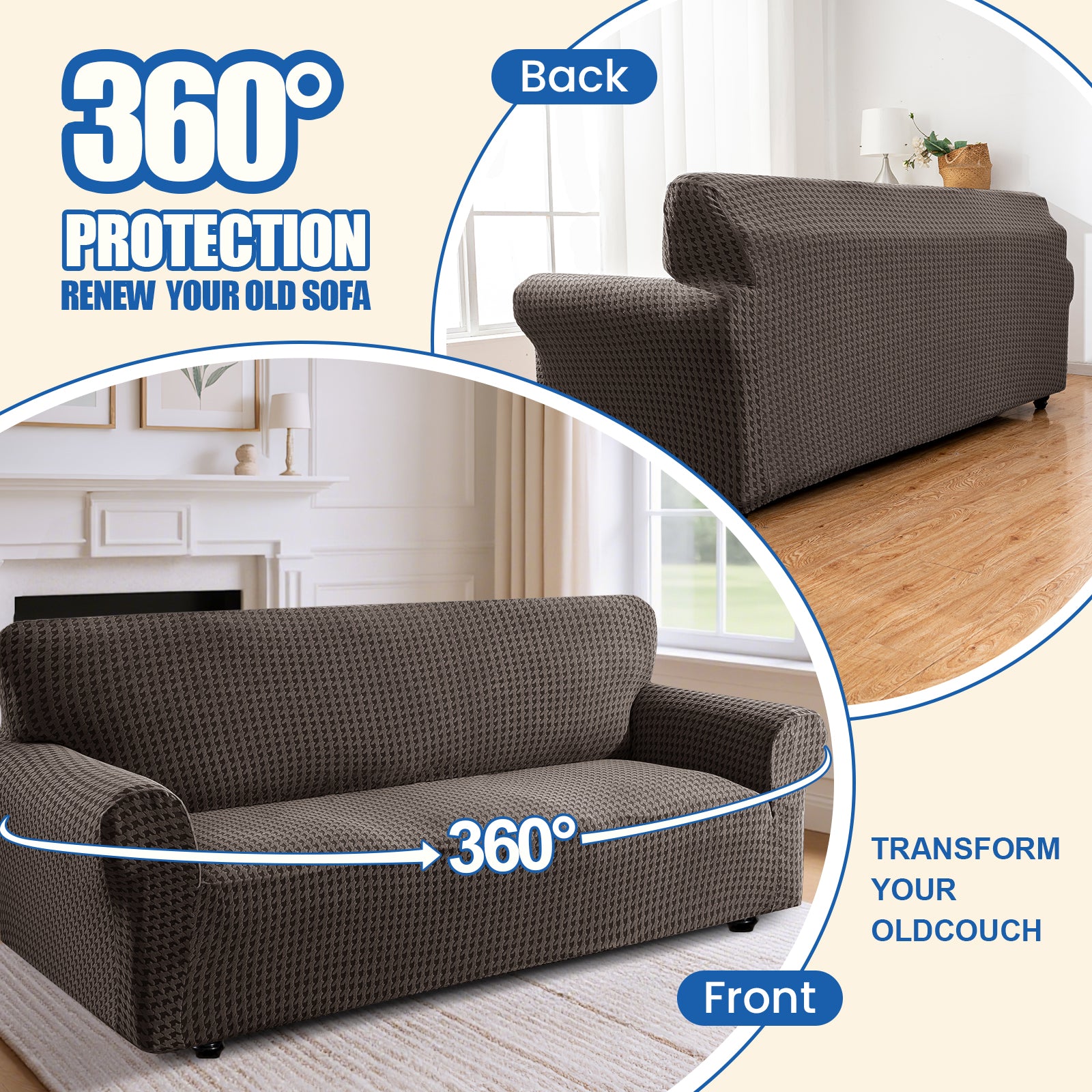 Ystyle 2-Seat Sofa Cover with Armrests, Elastic Universal Seat Cover, Anti-Scratch Universal Sofa Cover, Anti-Slip Washable Sofa Protector, Stain-Resistant