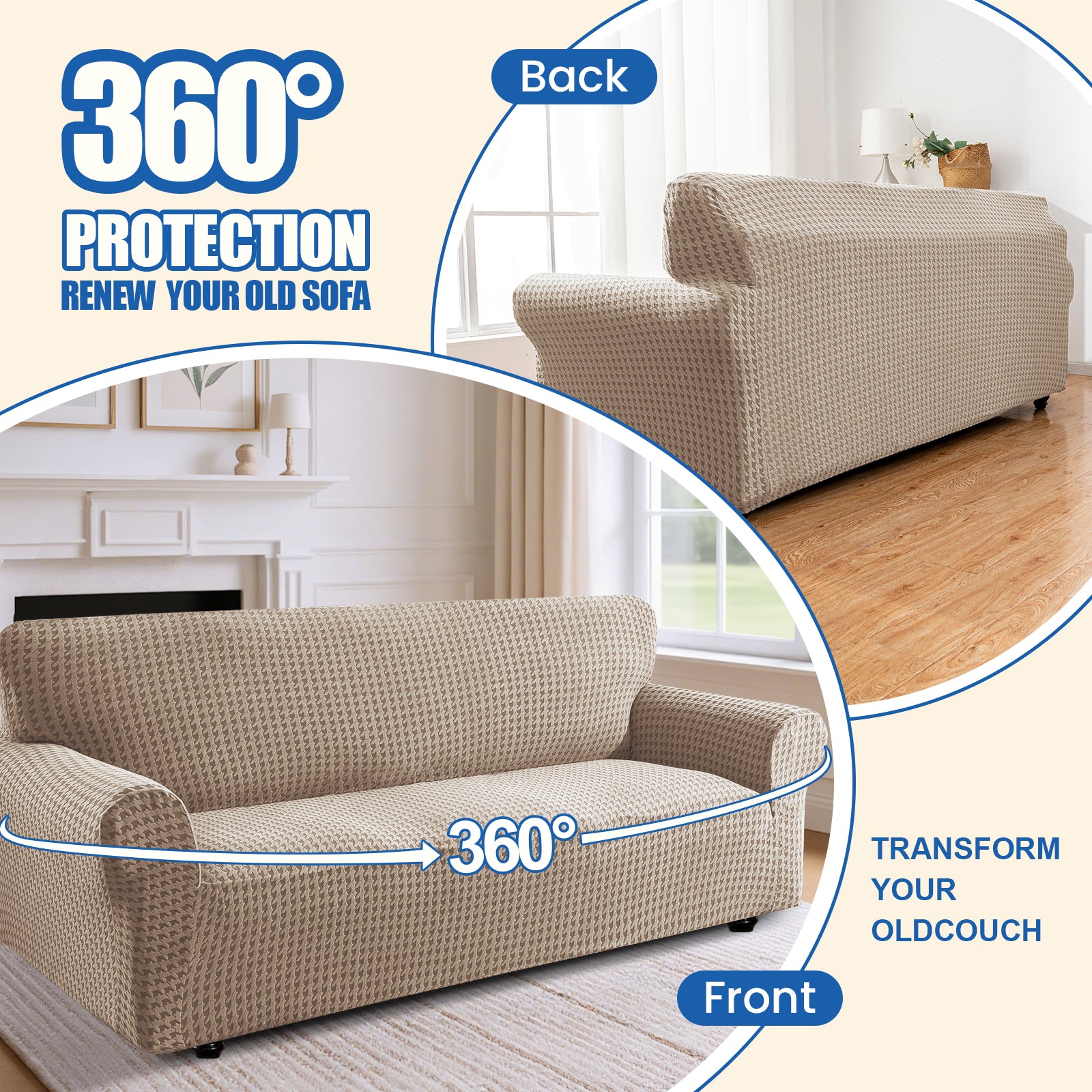 Ystyle 2-Seat Sofa Cover with Armrests, Elastic Universal Seat Cover, Anti-Scratch Universal Sofa Cover, Anti-Slip Washable Sofa Protector, Stain-Resistant