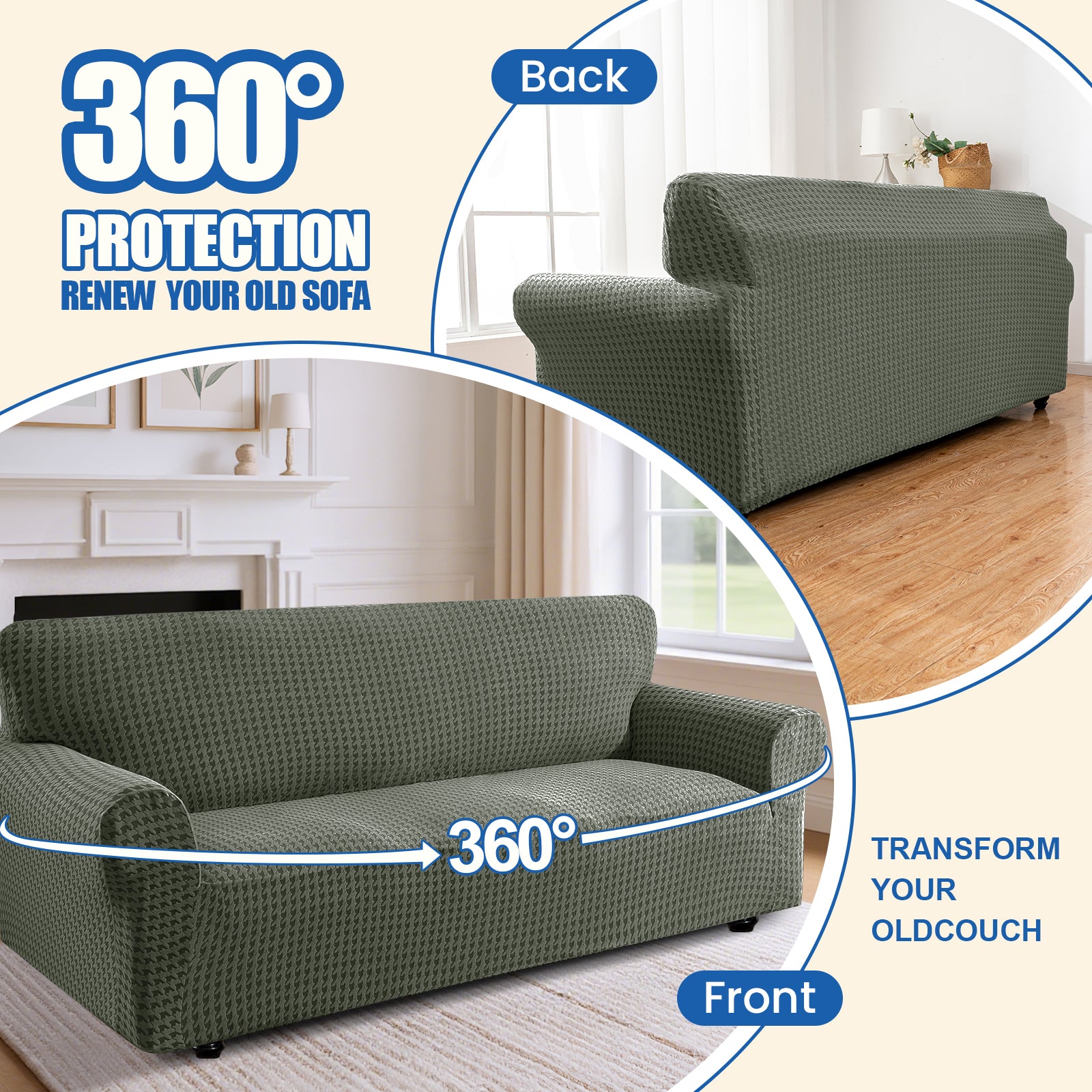 Ystyle 2-Seat Sofa Cover with Armrests, Elastic Universal Seat Cover, Anti-Scratch Universal Sofa Cover, Anti-Slip Washable Sofa Protector, Stain-Resistant