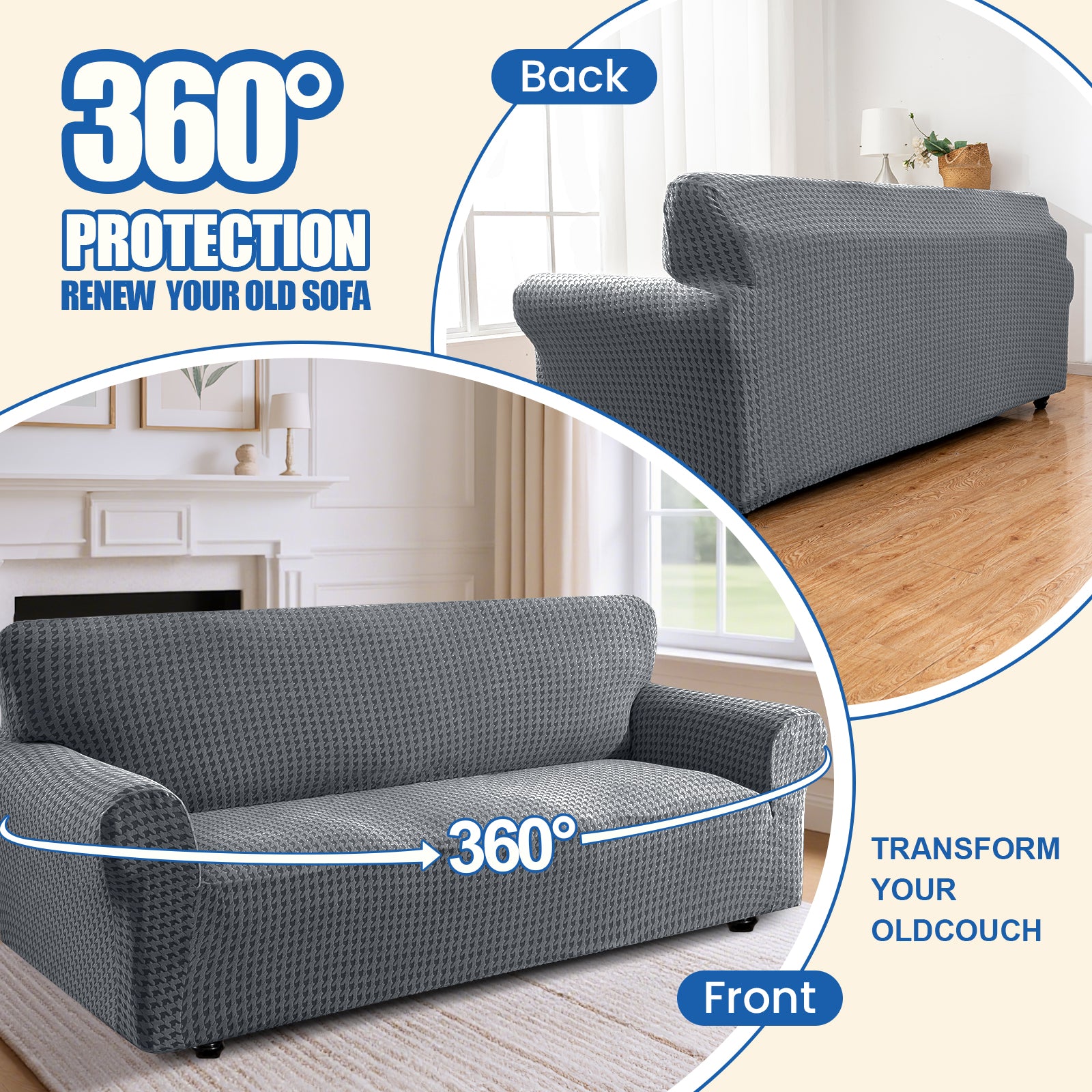 Ystyle 2-Seat Sofa Cover with Armrests, Elastic Universal Seat Cover, Anti-Scratch Universal Sofa Cover, Anti-Slip Washable Sofa Protector, Stain-Resistant