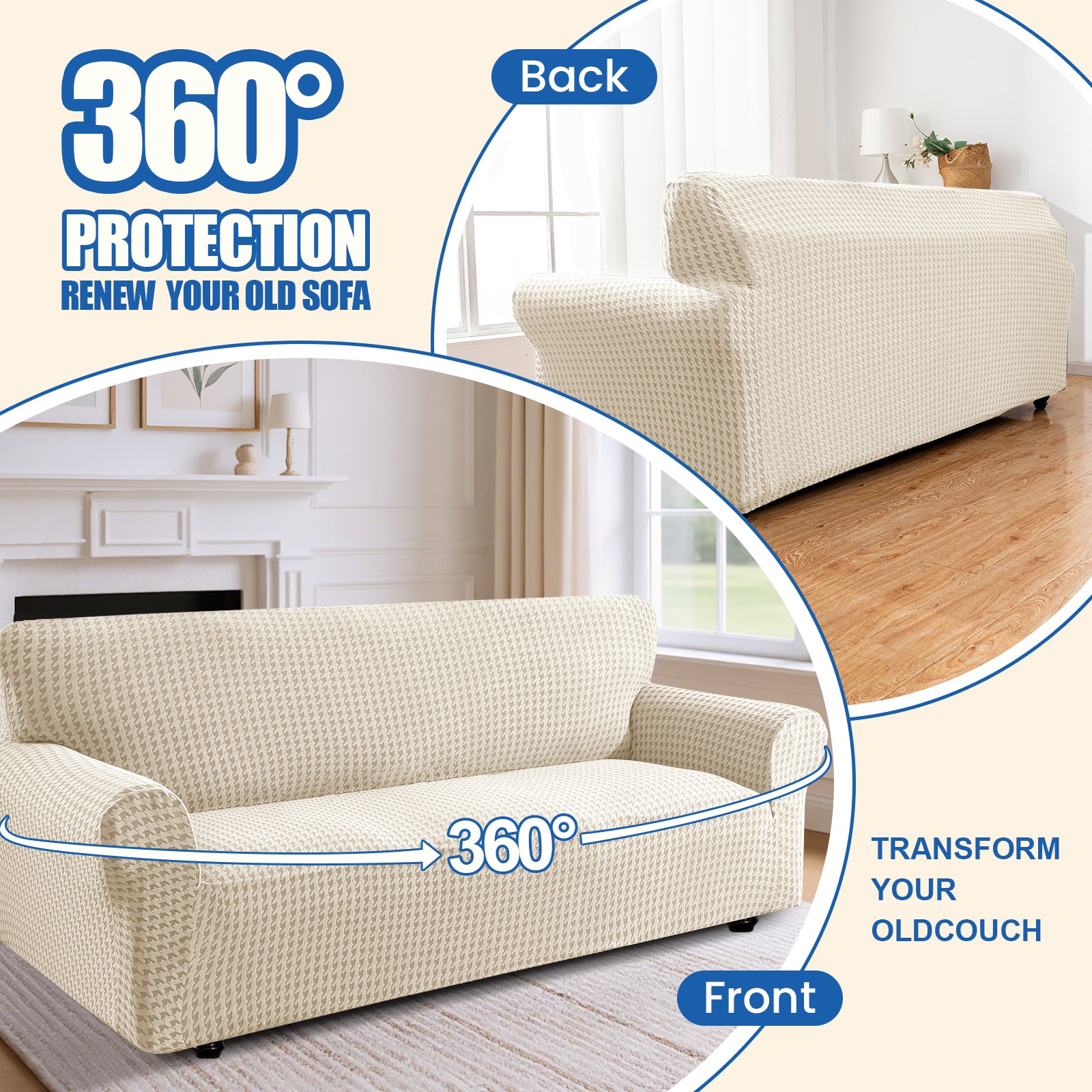 Ystyle 2-Seat Sofa Cover with Armrests, Elastic Universal Seat Cover, Anti-Scratch Universal Sofa Cover, Anti-Slip Washable Sofa Protector, Stain-Resistant
