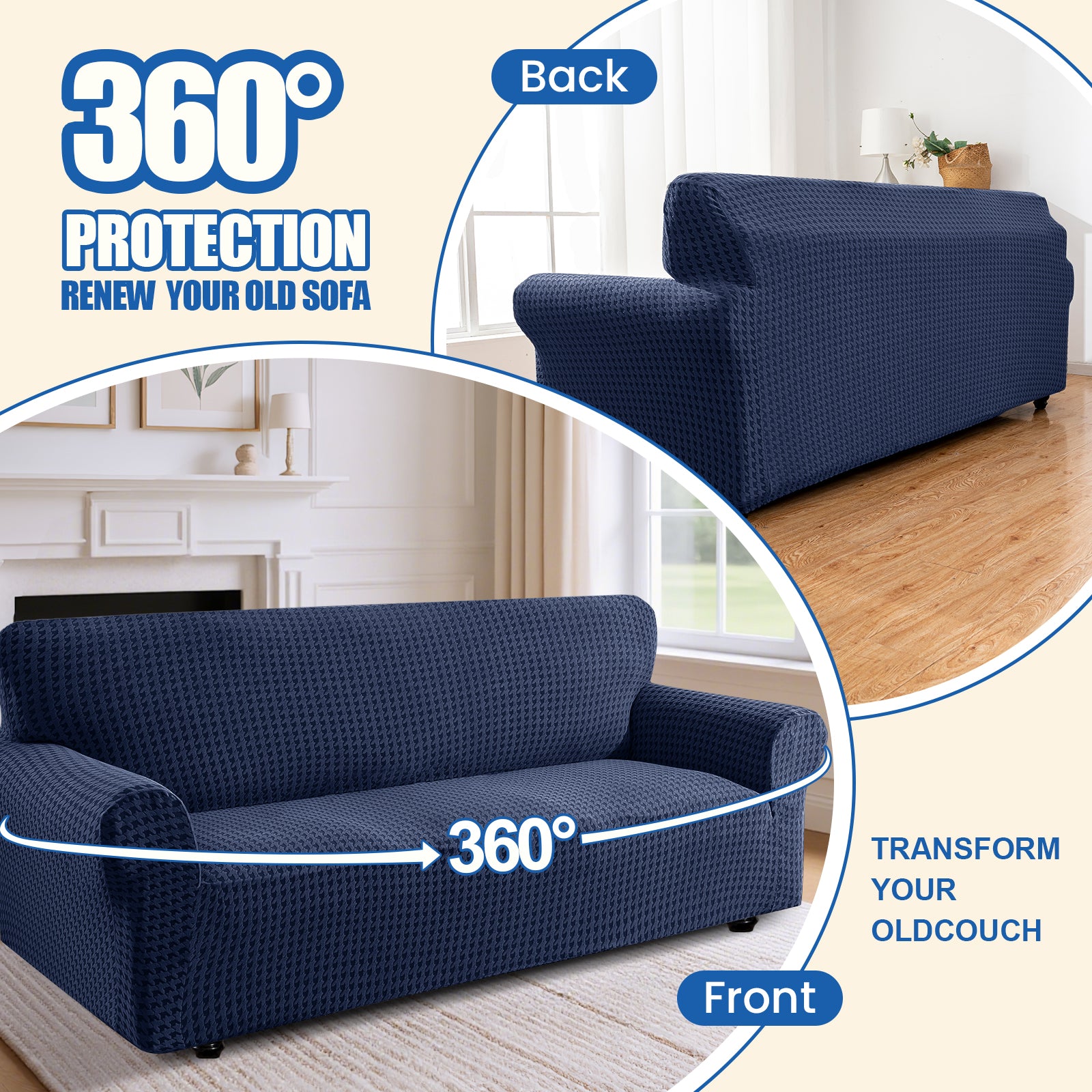 Ystyle 2-Seat Sofa Cover with Armrests, Elastic Universal Seat Cover, Anti-Scratch Universal Sofa Cover, Anti-Slip Washable Sofa Protector, Stain-Resistant