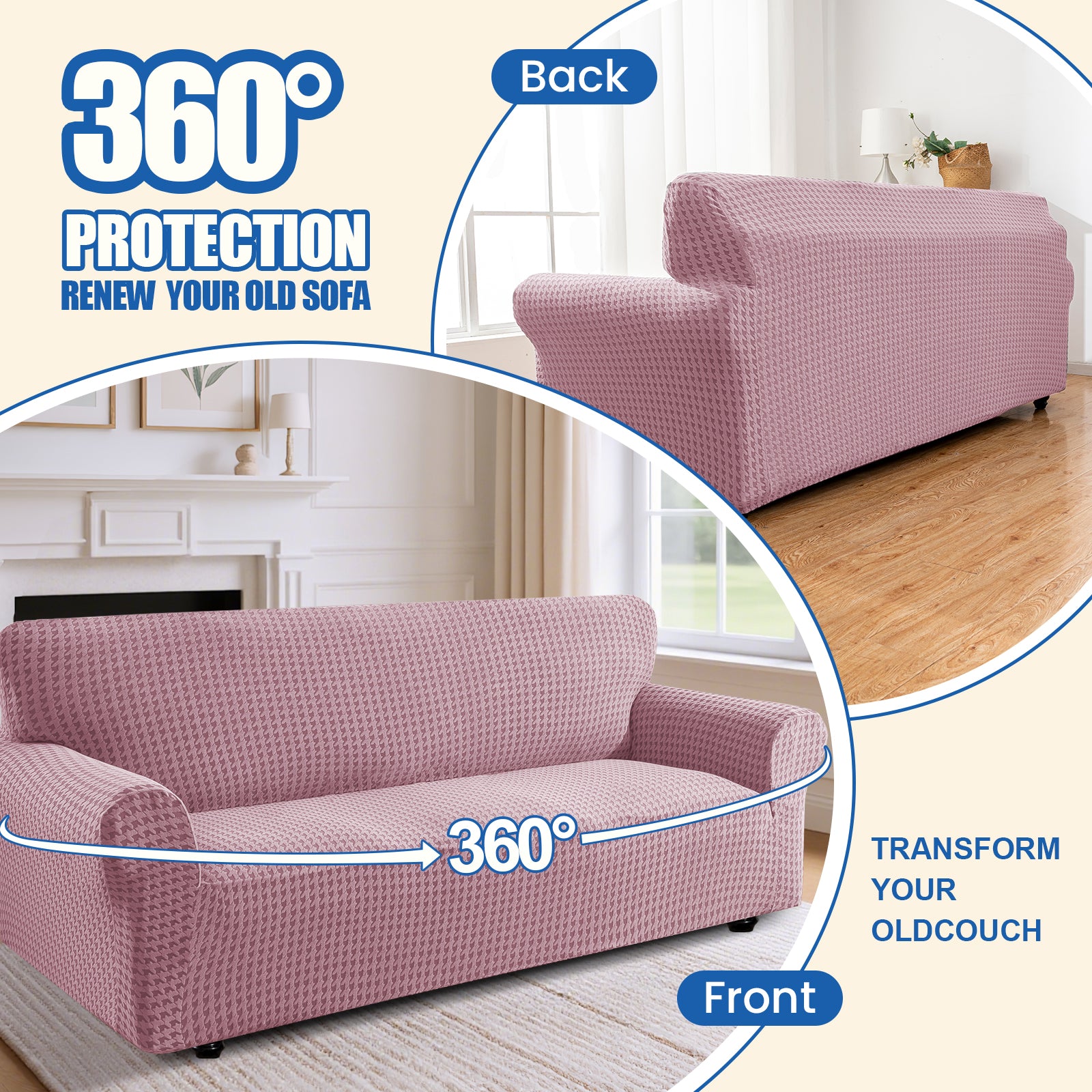 Ystyle 2-Seat Sofa Cover with Armrests, Elastic Universal Seat Cover, Anti-Scratch Universal Sofa Cover, Anti-Slip Washable Sofa Protector, Stain-Resistant
