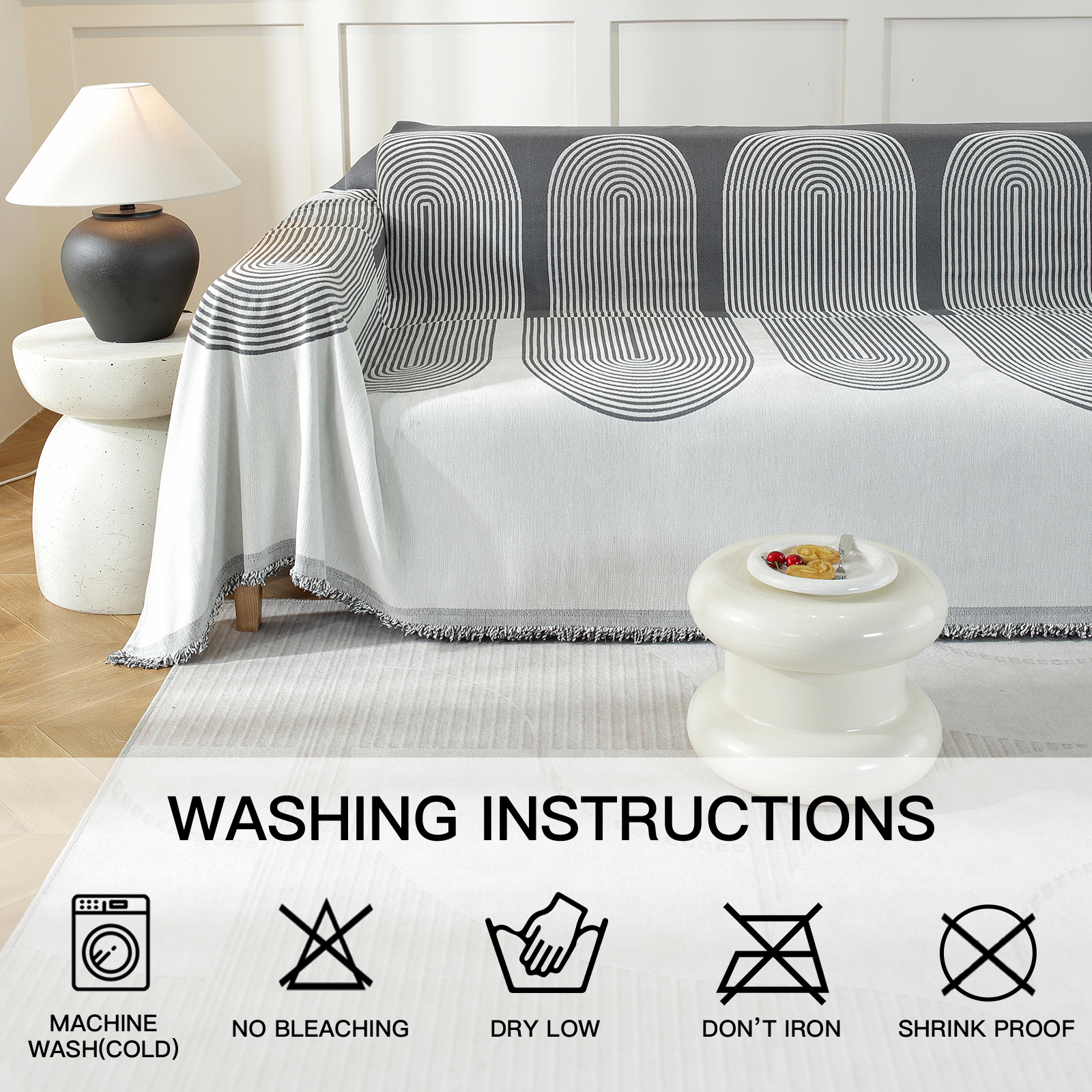 YSTYLE lavable couverture de canapé 4 places Throw 180x380CM Soft