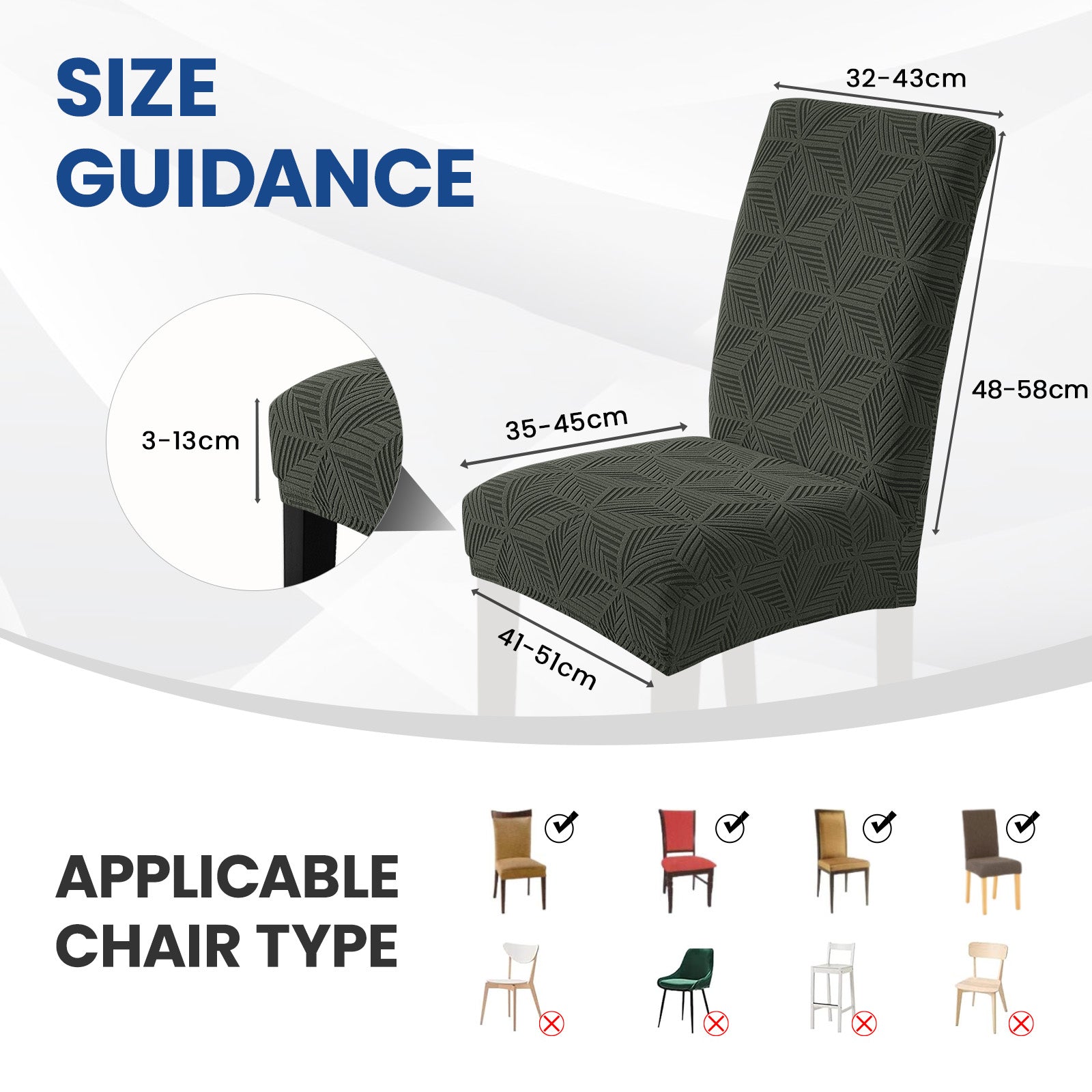 Ystyle 4-Piece Chair Covers with Backrest, Elastic Slipcovers, Universal Living Room Kitchen Chair Protectors, Cat Scratch-Resistant Modern Stain-Proof Dining Chair Covers