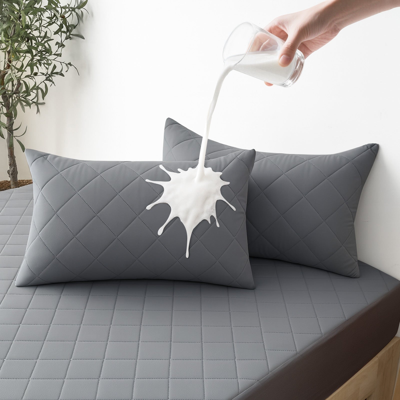 YSTYLE 2 Pieces Waterproof Bed Pillowcases 50x80cm Anti Mite-YSTYLE